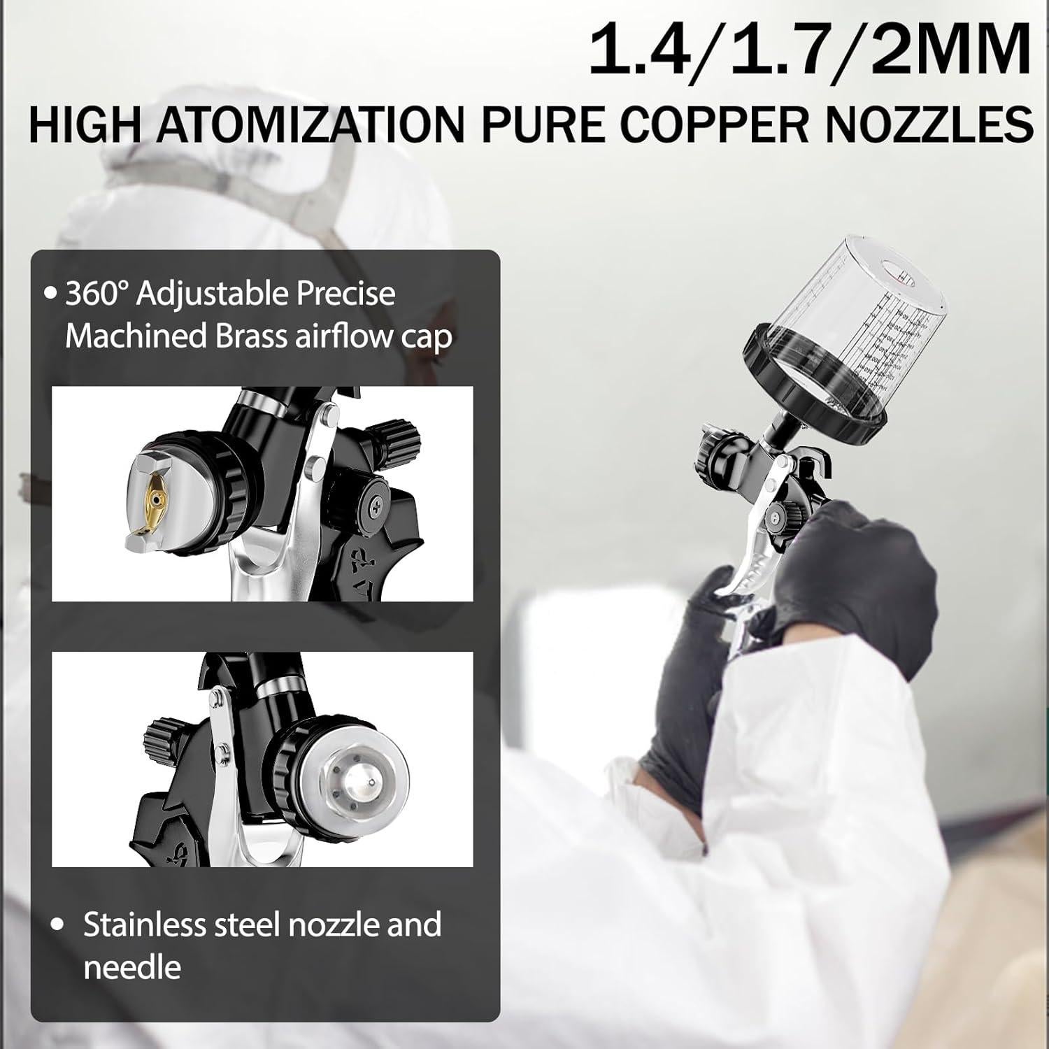 Pistola de Pulverización GATTLELIC 1.4/1.7/2mm con Regulador