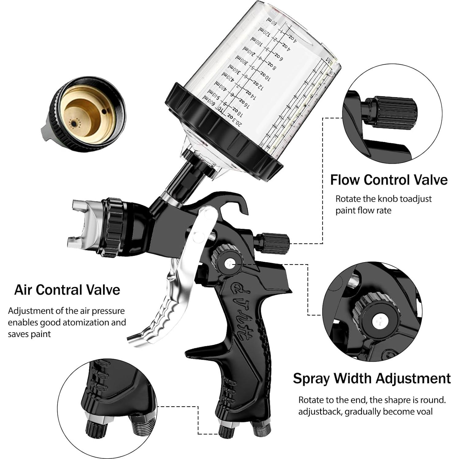 Pistola de Pulverización GATTLELIC 1.4/1.7/2mm con Regulador