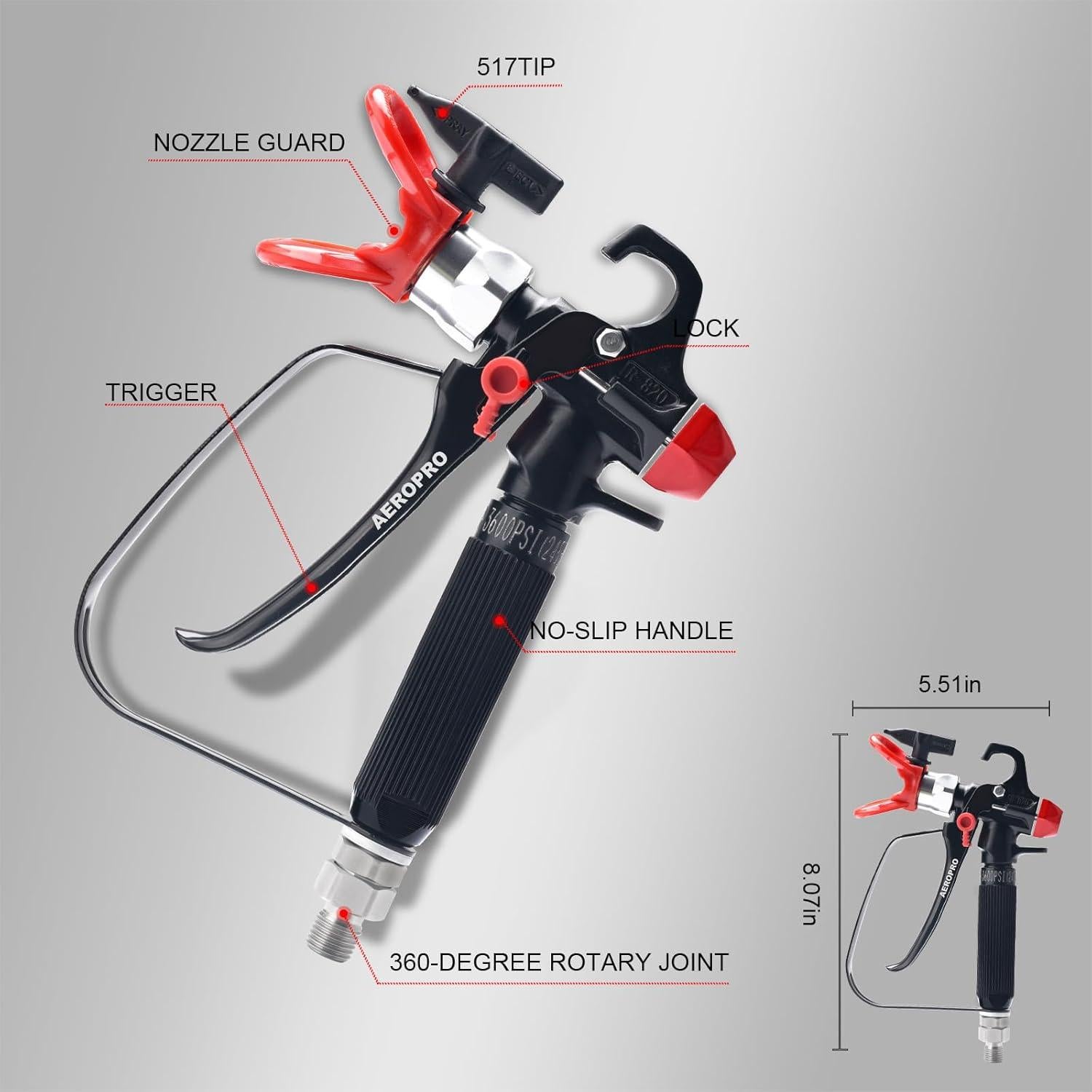 Pistola de Pintura Airless AEROPRO 820-BLACK 3600PSI