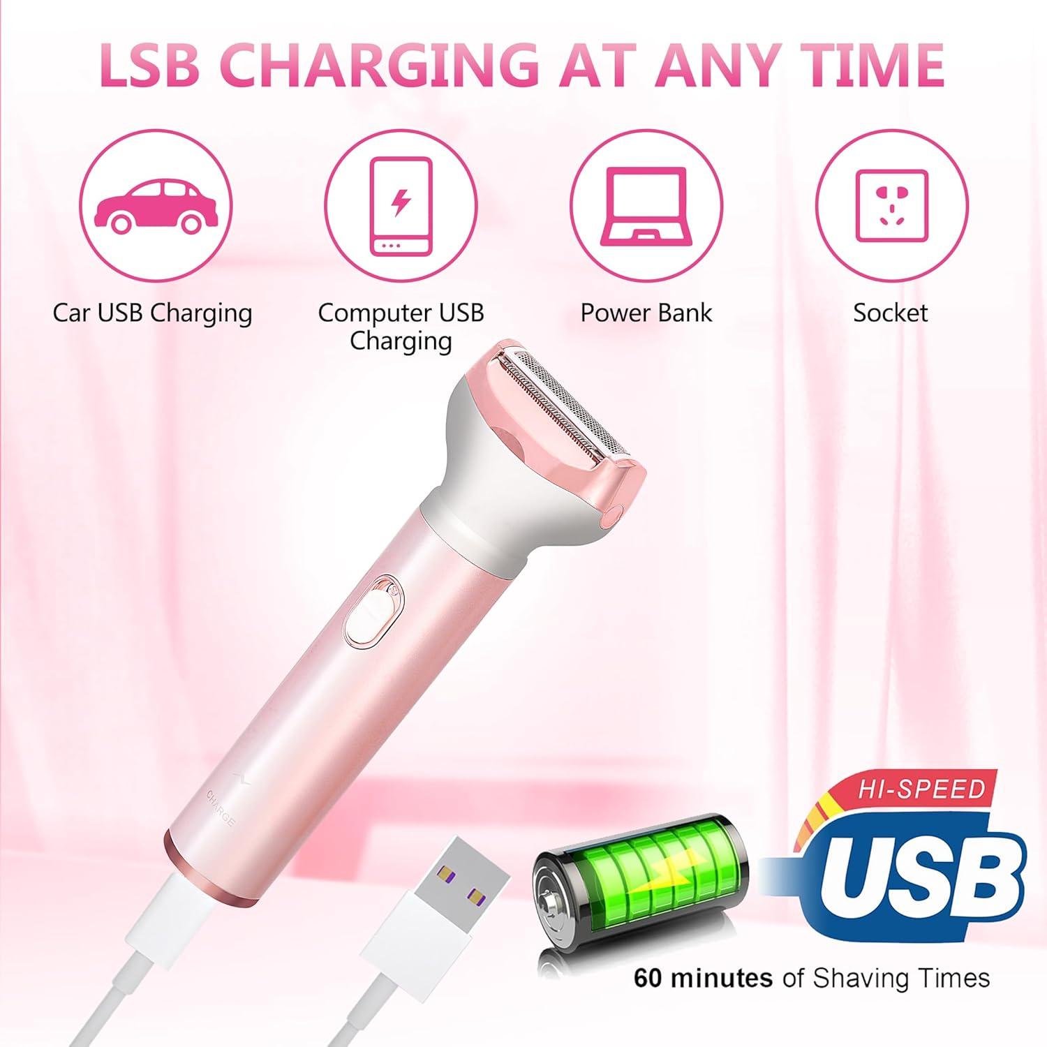 Afeitadora eléctrica para mujeres MKIOVH 4 en 1 Rosa