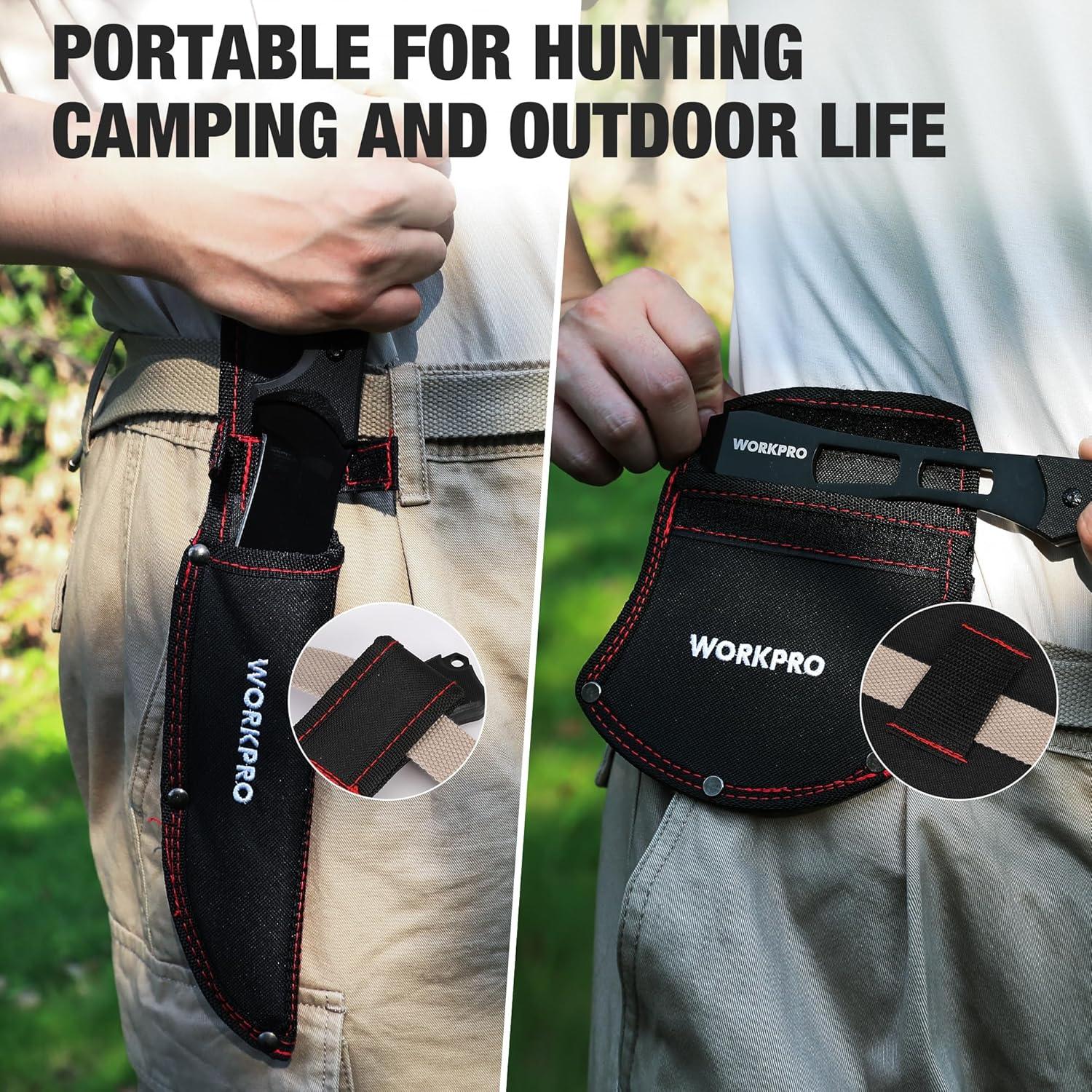 Conjunto Cuchillo y Hacha WORKPRO - Táctico y Camping