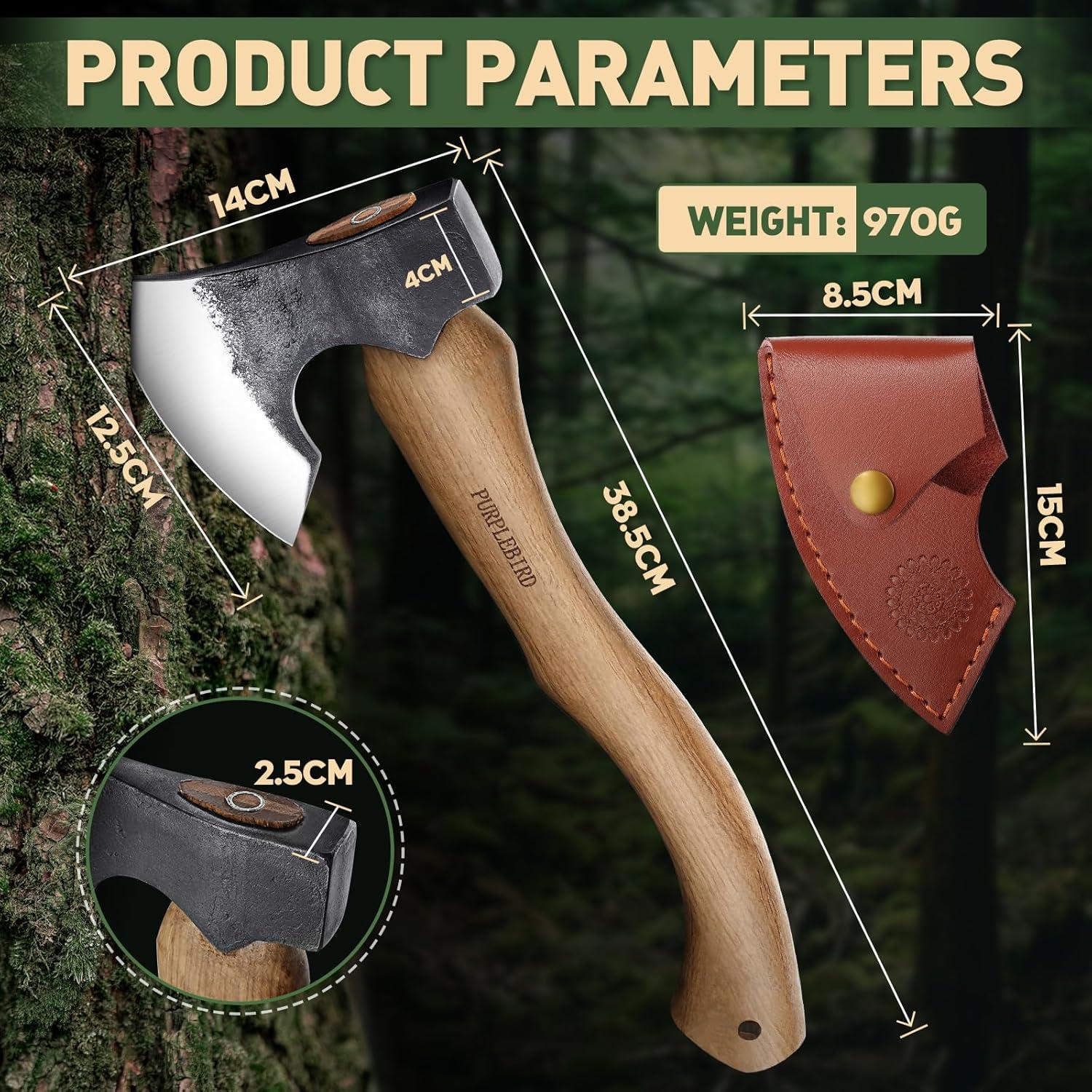 Hacha PURPLEBIRD 38.1 cm de acero al carbono con funda