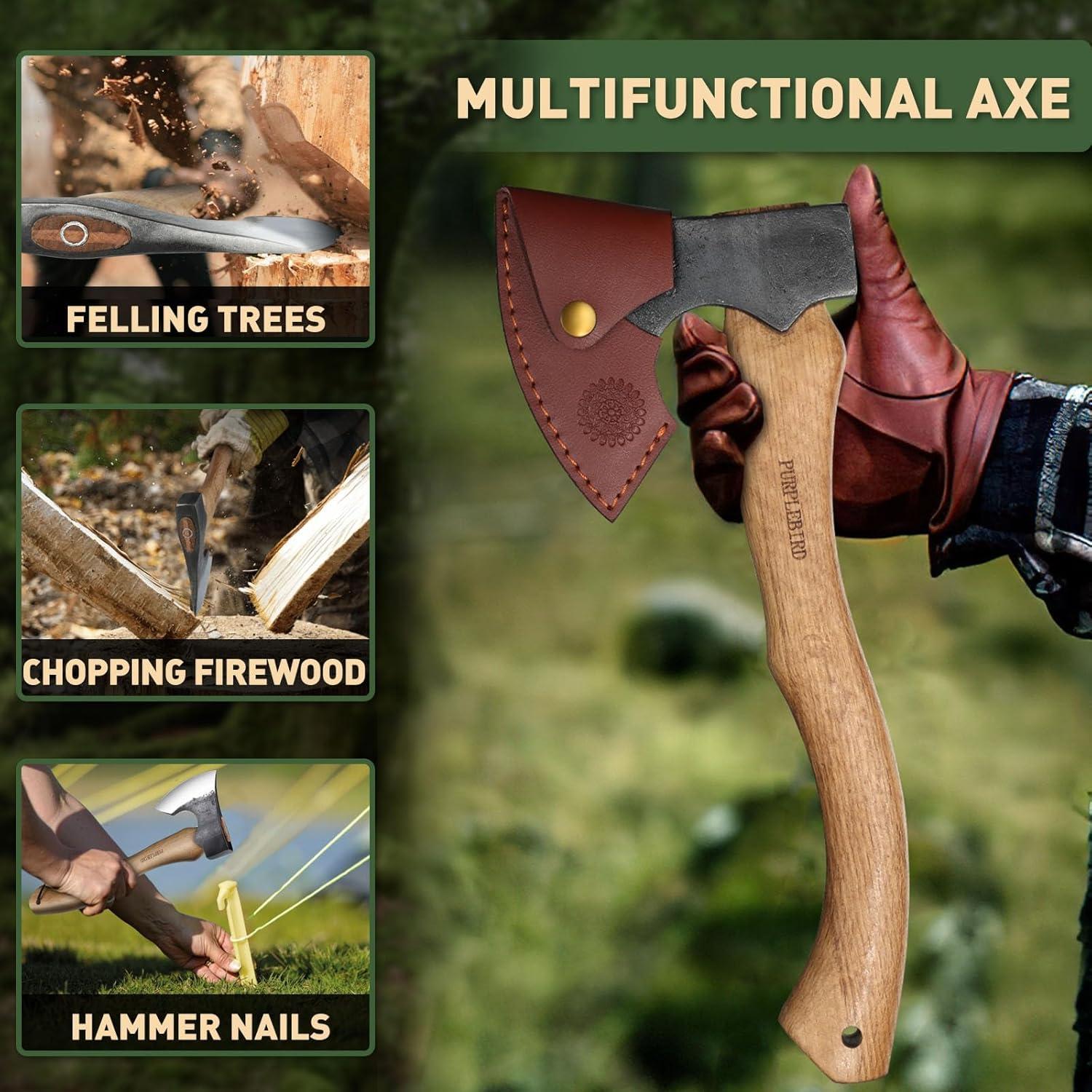 Hacha PURPLEBIRD 38.1 cm de acero al carbono con funda