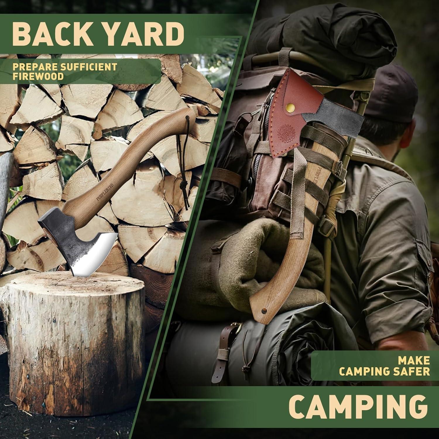 Hacha PURPLEBIRD 38.1 cm de acero al carbono con funda