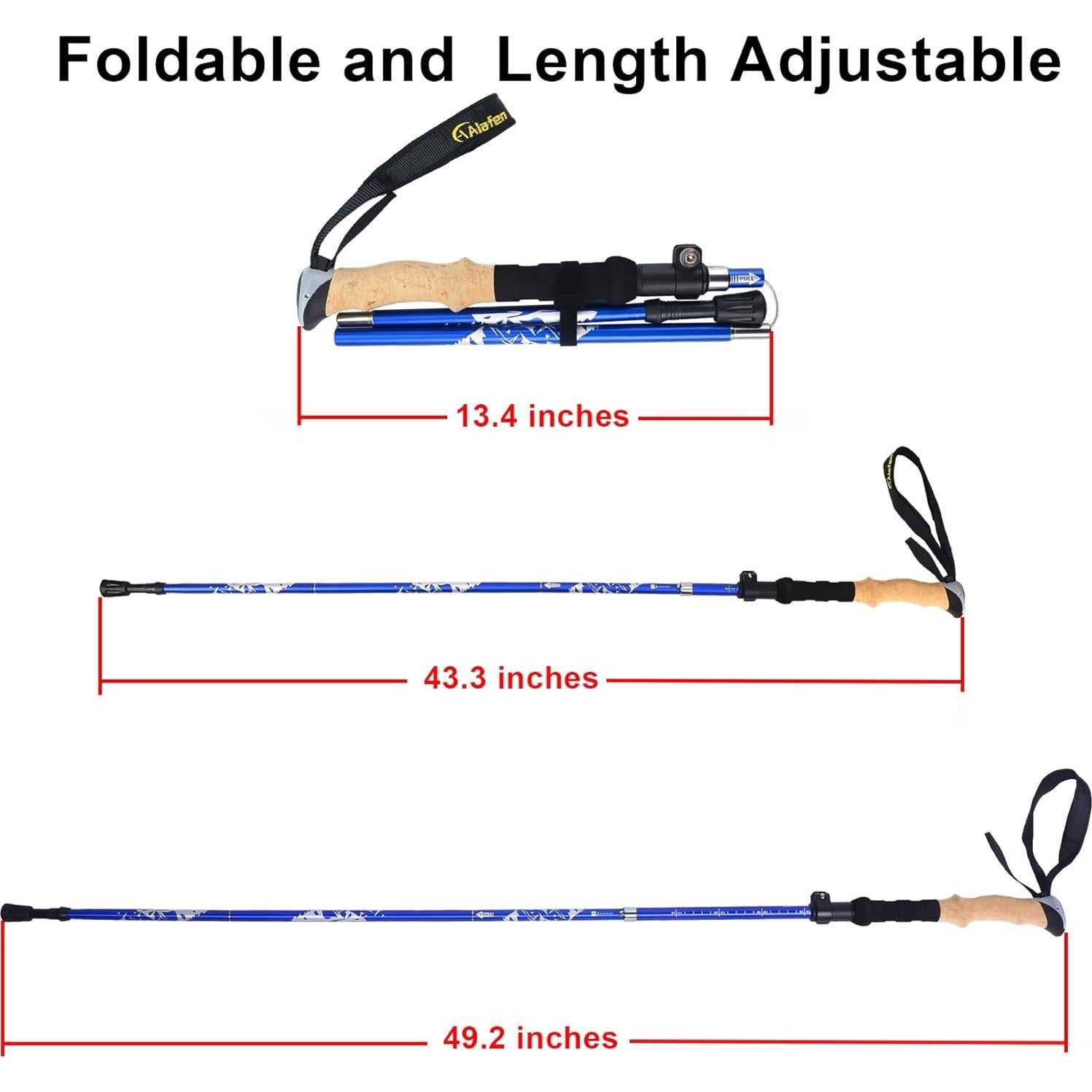 Bastón de Senderismo A Alafen Plegable Aluminio 7075 Azul