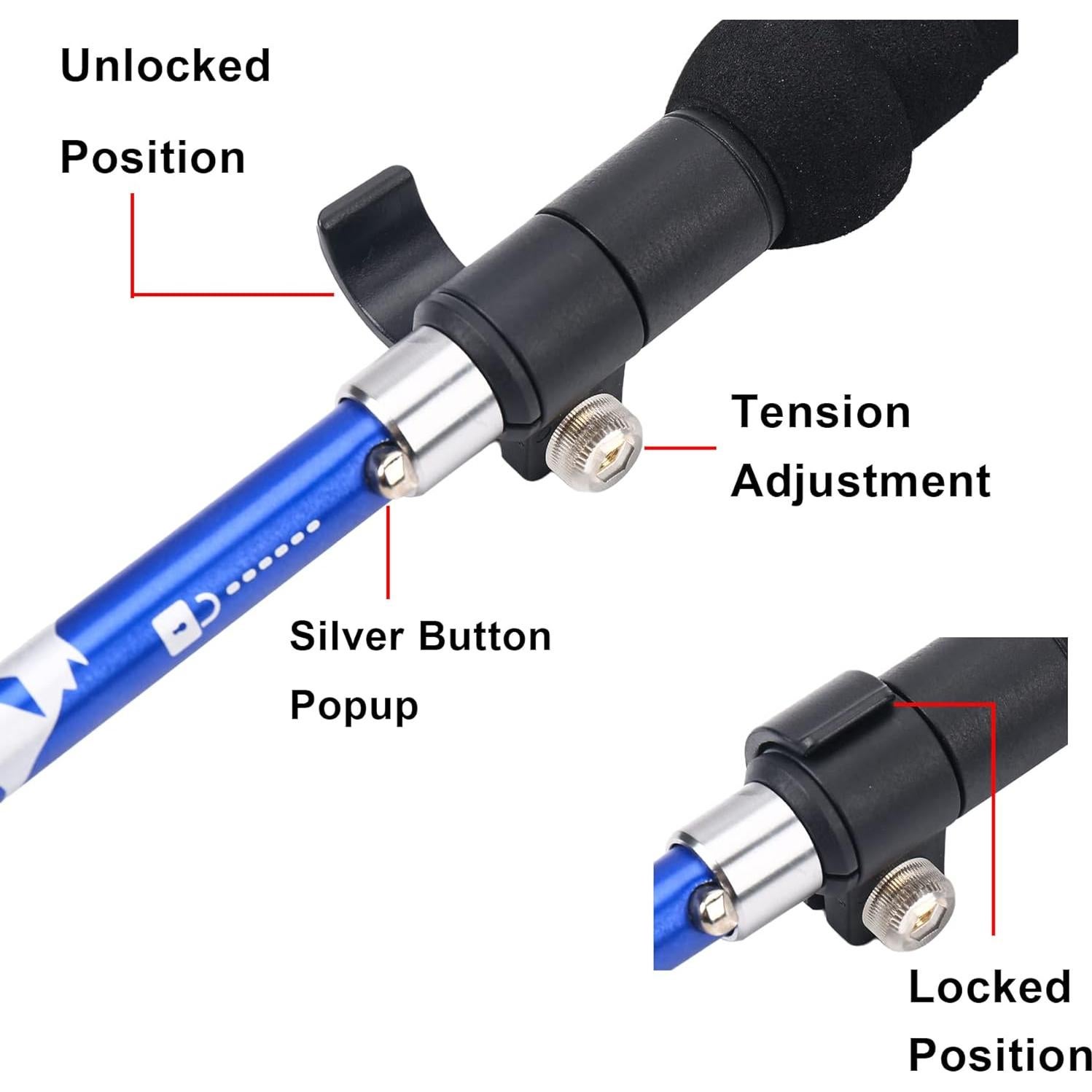 Bastón de Senderismo A Alafen Plegable Aluminio 7075 Azul