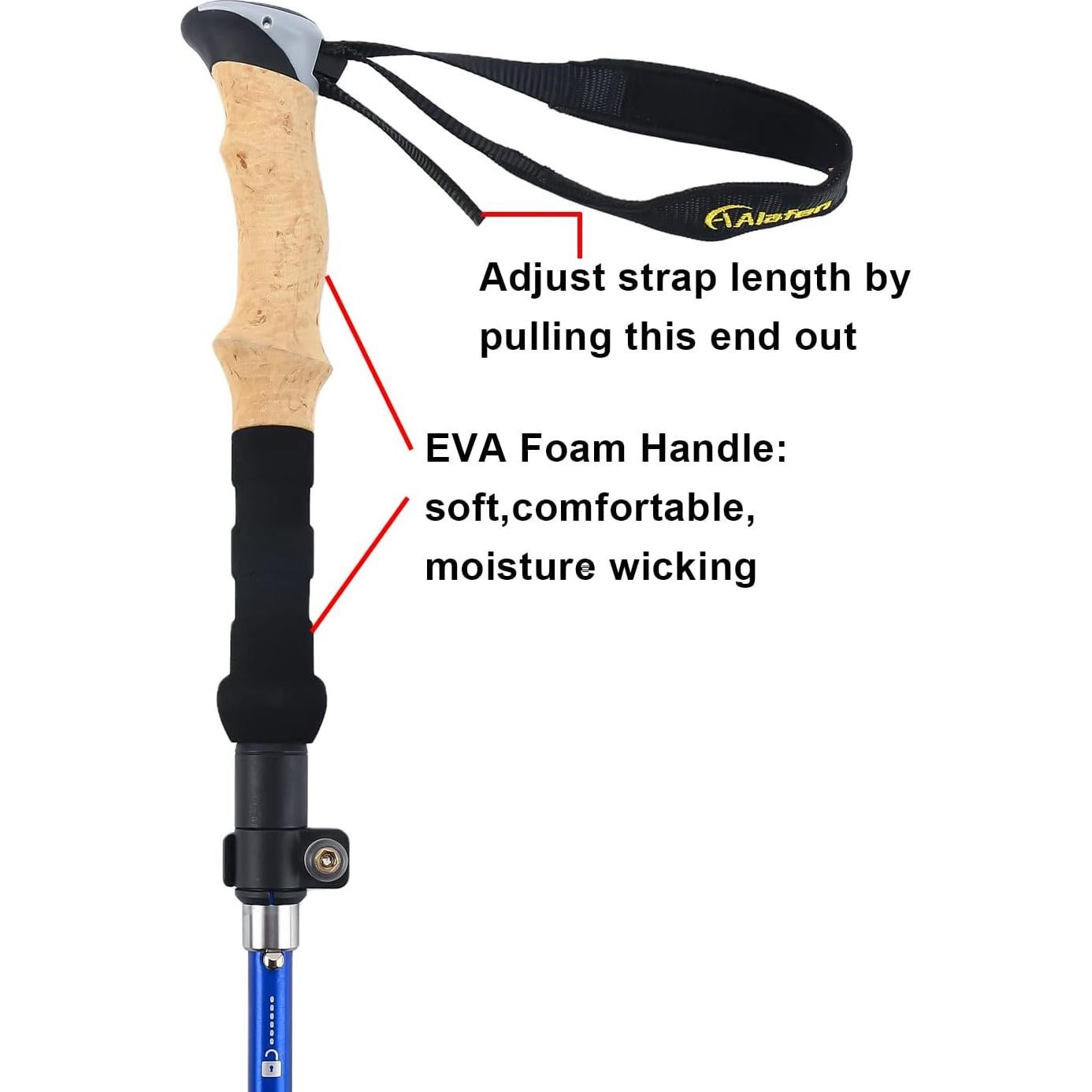 Bastón de Senderismo A Alafen Plegable Aluminio 7075 Azul