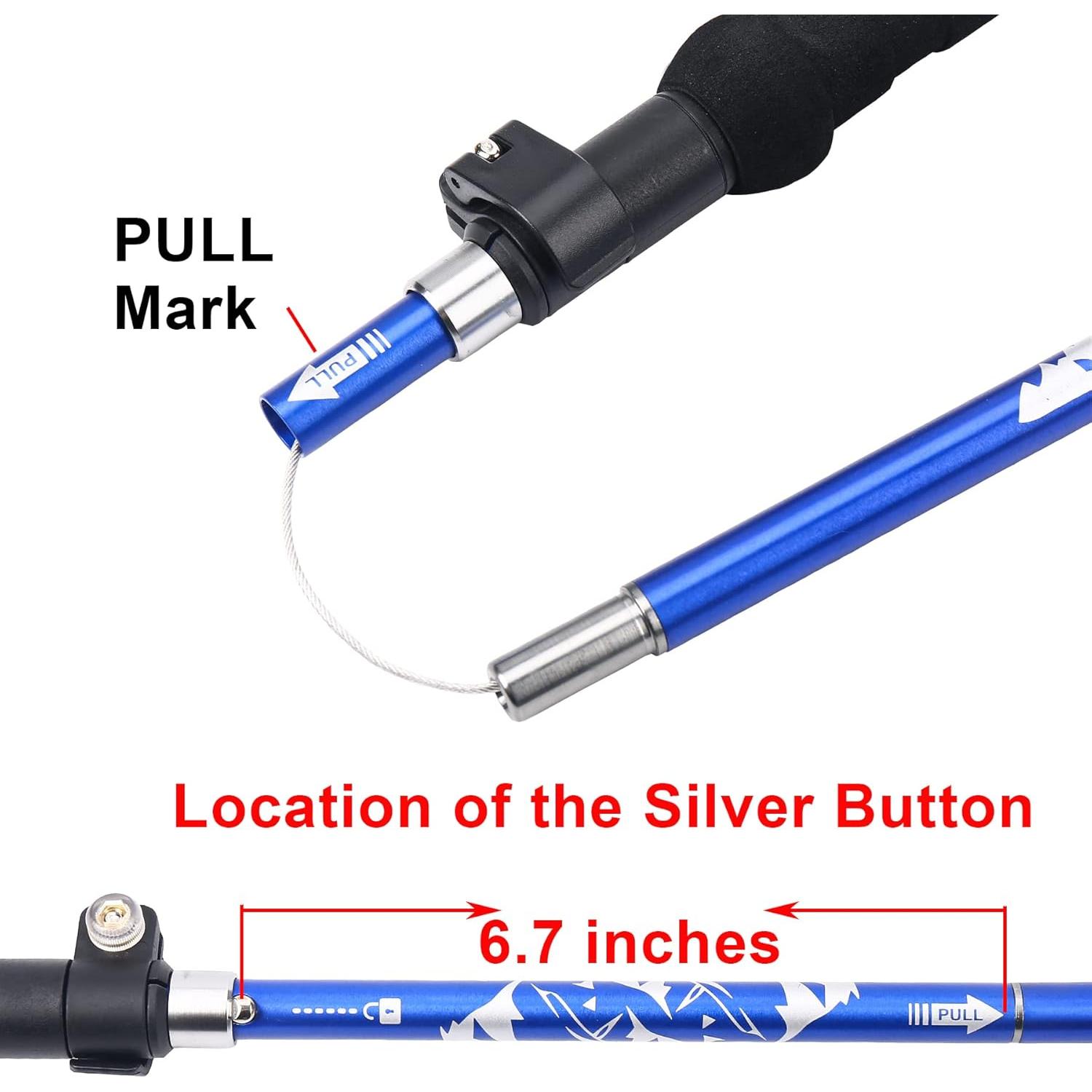 Bastón de Senderismo A Alafen Plegable Aluminio 7075 Azul
