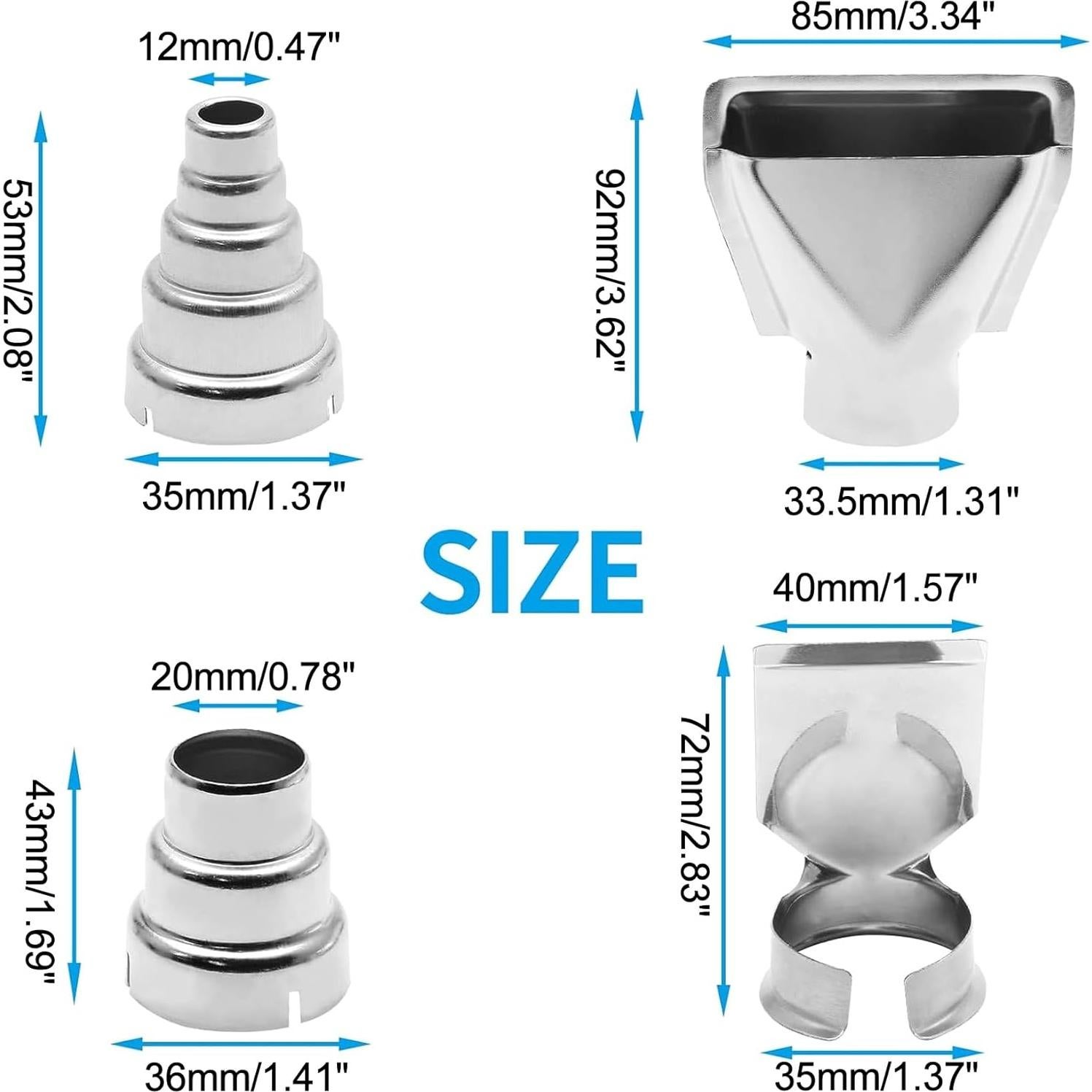 Kit de 4 Boquillas para Pistola de Calor Kyuionty Acero Inoxidable