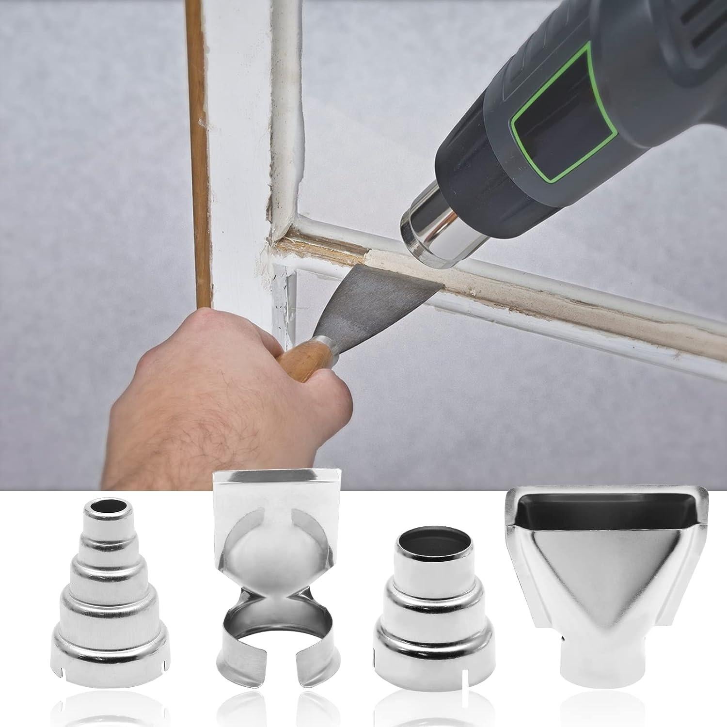 Kit de 4 Boquillas para Pistola de Calor Kyuionty Acero Inoxidable