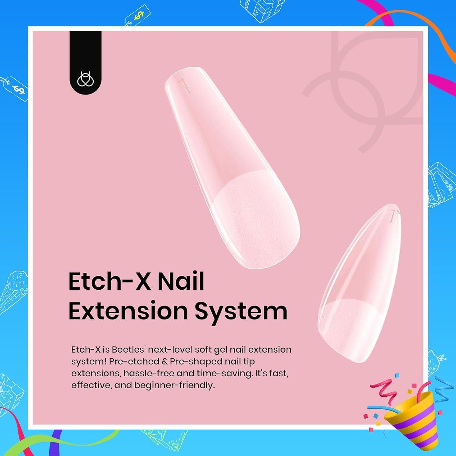 Consejos de Uñas Almendras Cortas Beetles 288 PCS Gel Mate