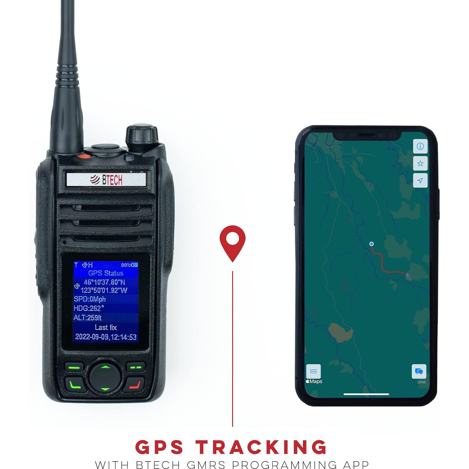 Radio GMRS BTECH GMRS-PRO 5W IP67 Bluetooth GPS Mensajería