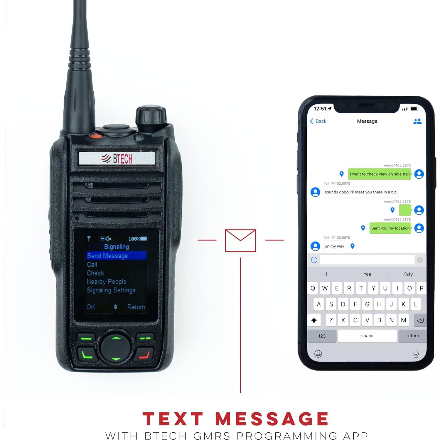 Radio GMRS BTECH GMRS-PRO 5W IP67 Bluetooth GPS Mensajería