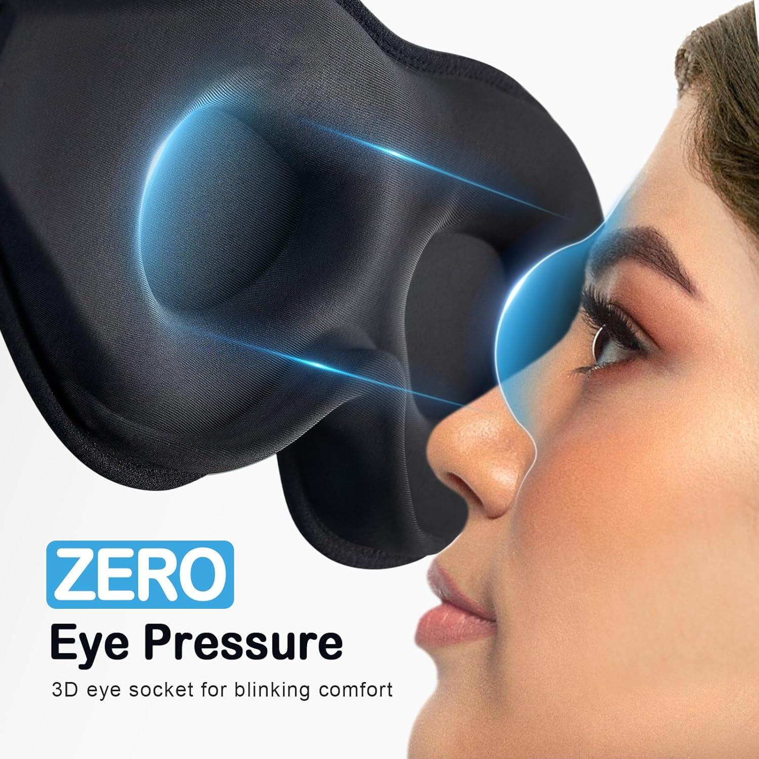 Mascarilla para dormir LitBear 3D ajustable negra - Bloqueo de luz