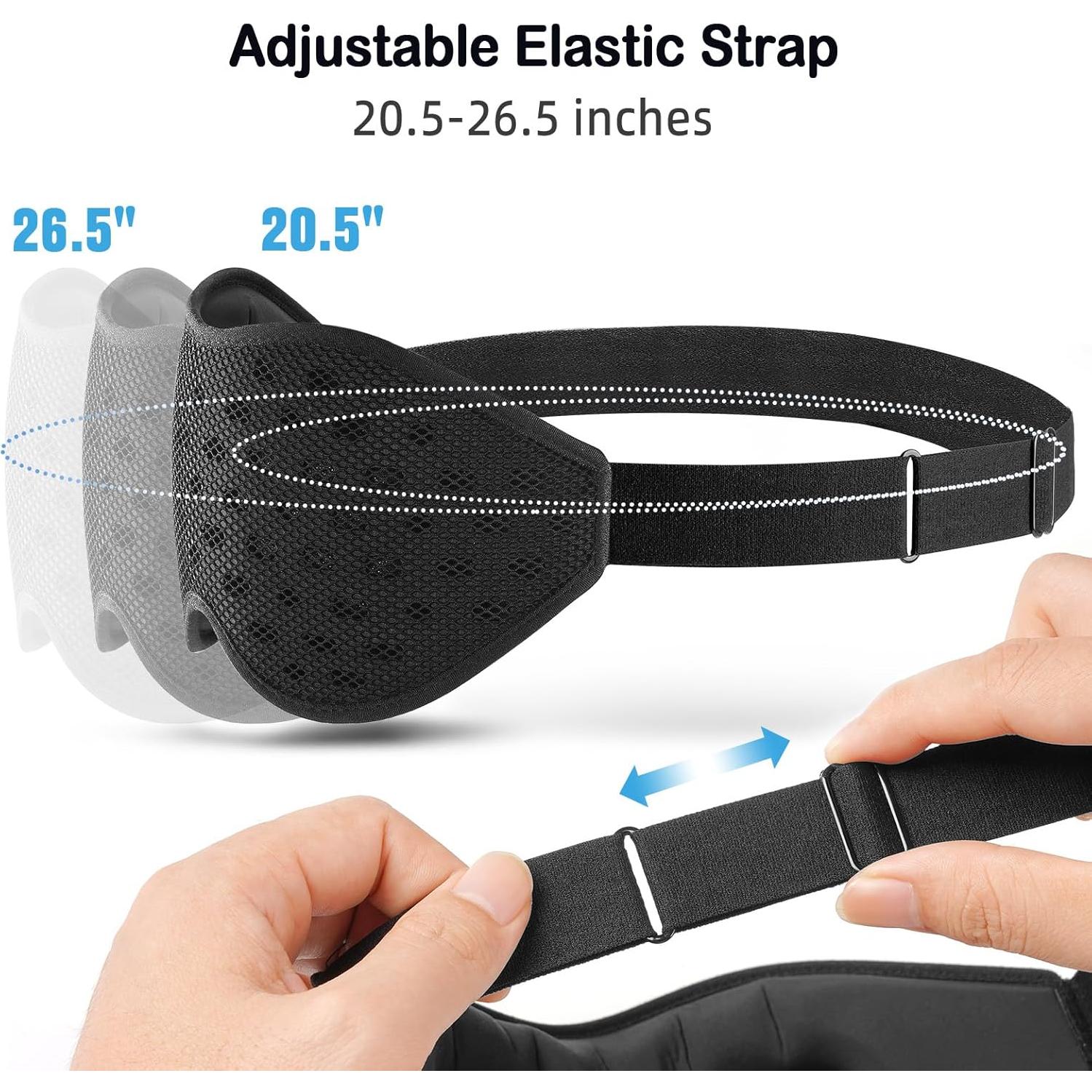 Mascarilla para dormir LitBear 3D ajustable negra - Bloqueo de luz