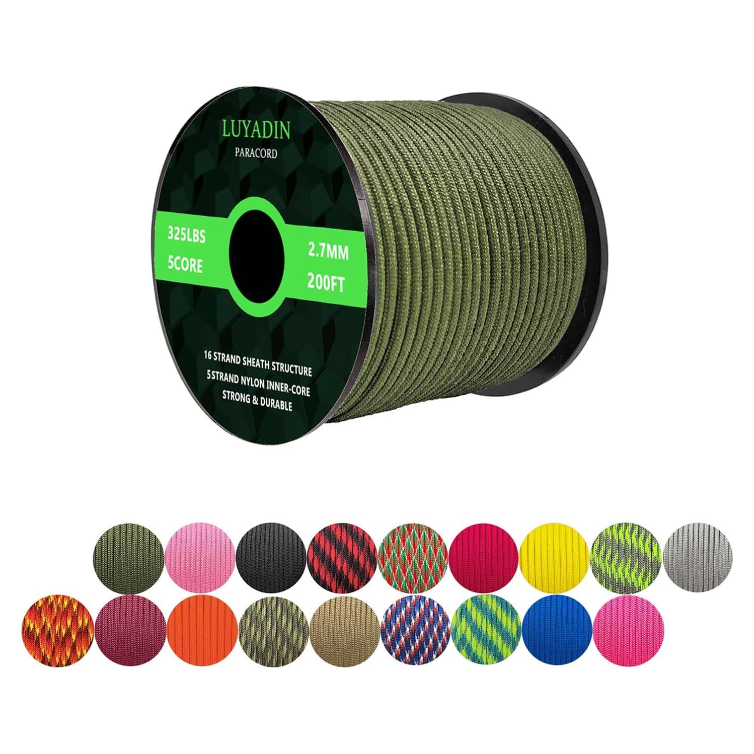 Cuerda Paracord 30.48m 60.96m LUYADIN 325lb Nylon 2.7mm