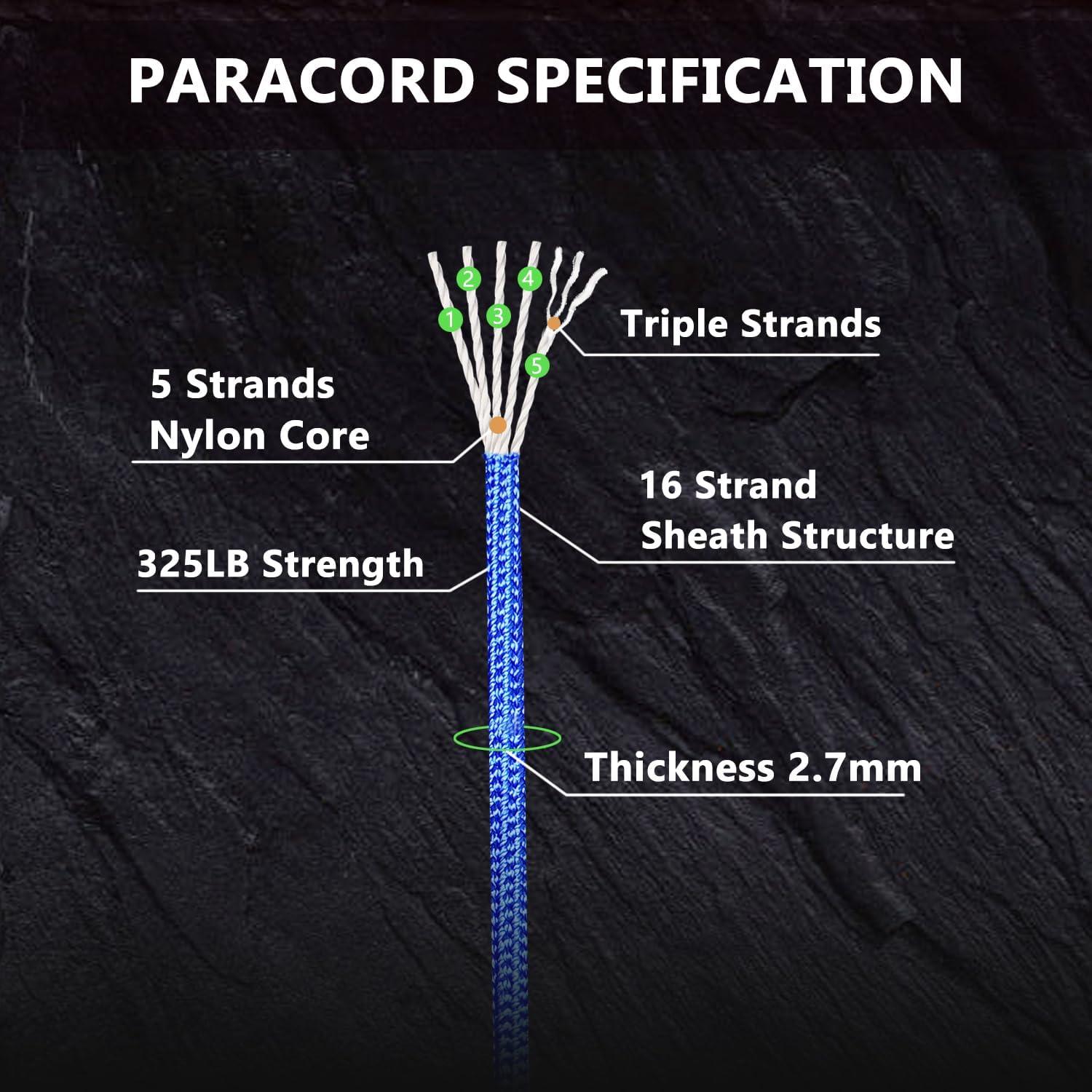 Cuerda Paracord 30.48m 60.96m LUYADIN 325lb Nylon 2.7mm