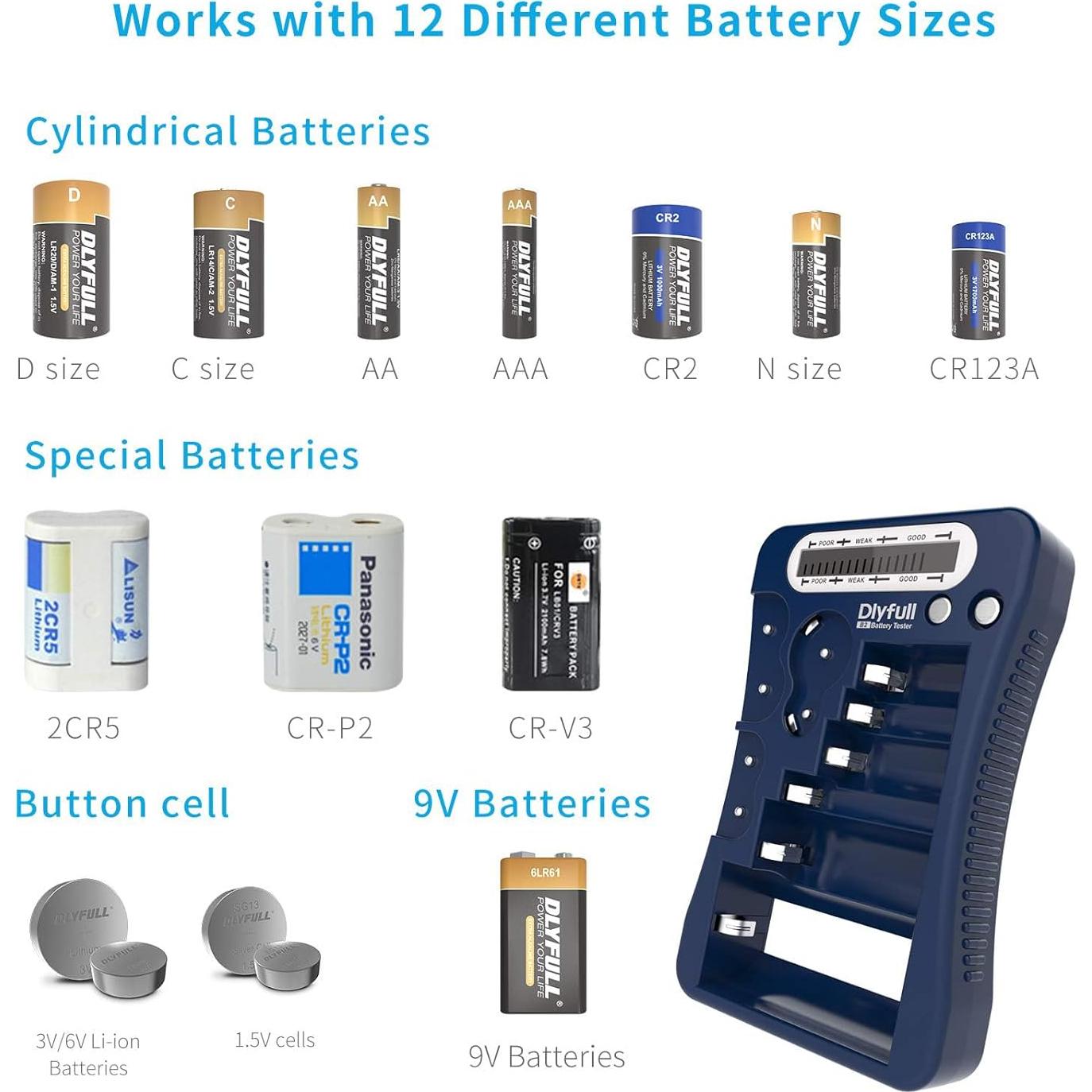 Probador de Baterías Dlyfull Universal LCD AA AAA 9V