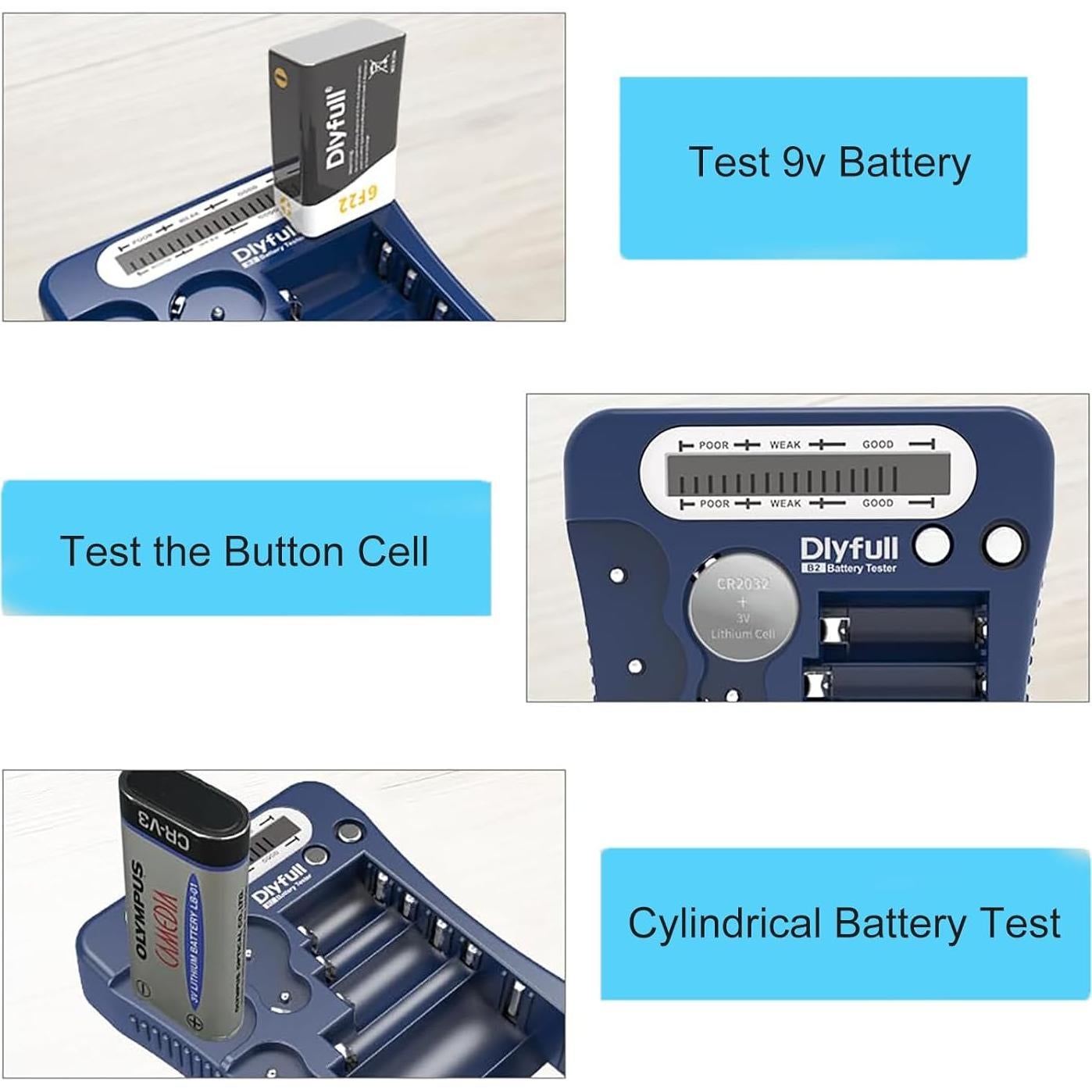 Probador de Baterías Dlyfull Universal LCD AA AAA 9V