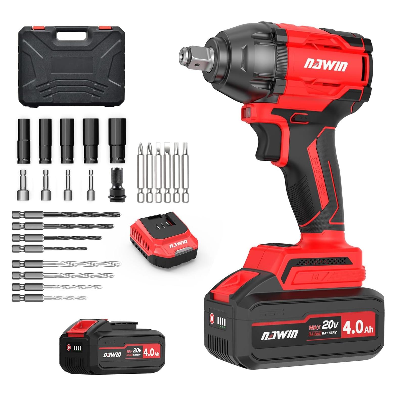 Llave de impacto inalámbrica NAWIN 350 Nm 20V con batería 4.0Ah