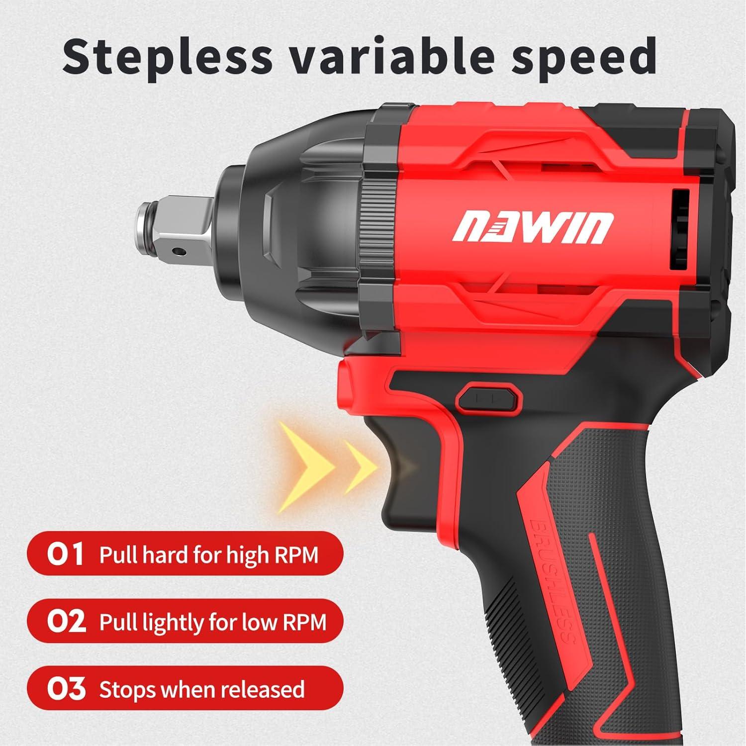 Llave de impacto inalámbrica NAWIN 350 Nm 20V con batería 4.0Ah