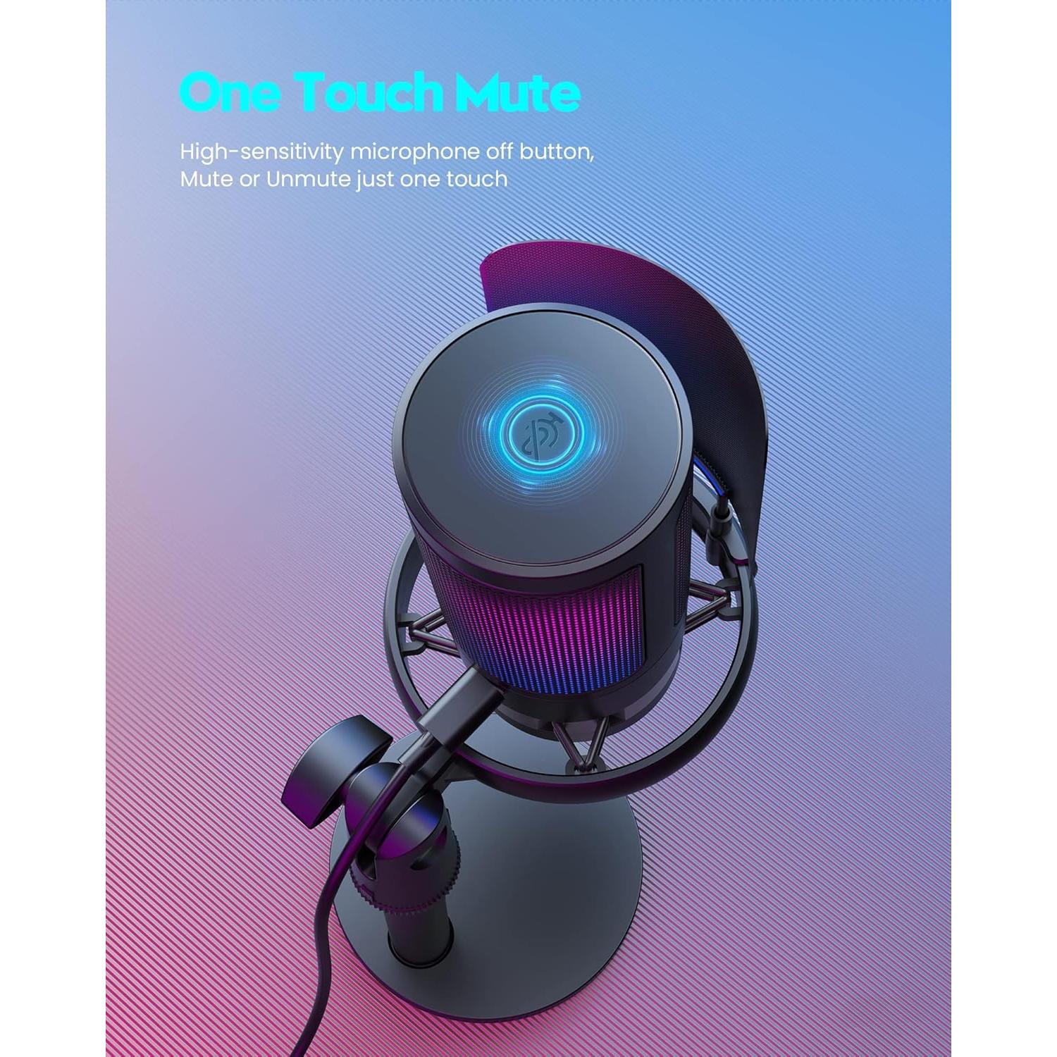 Micrófono Gaming COCONISE ME6S USB con RGB y Soporte