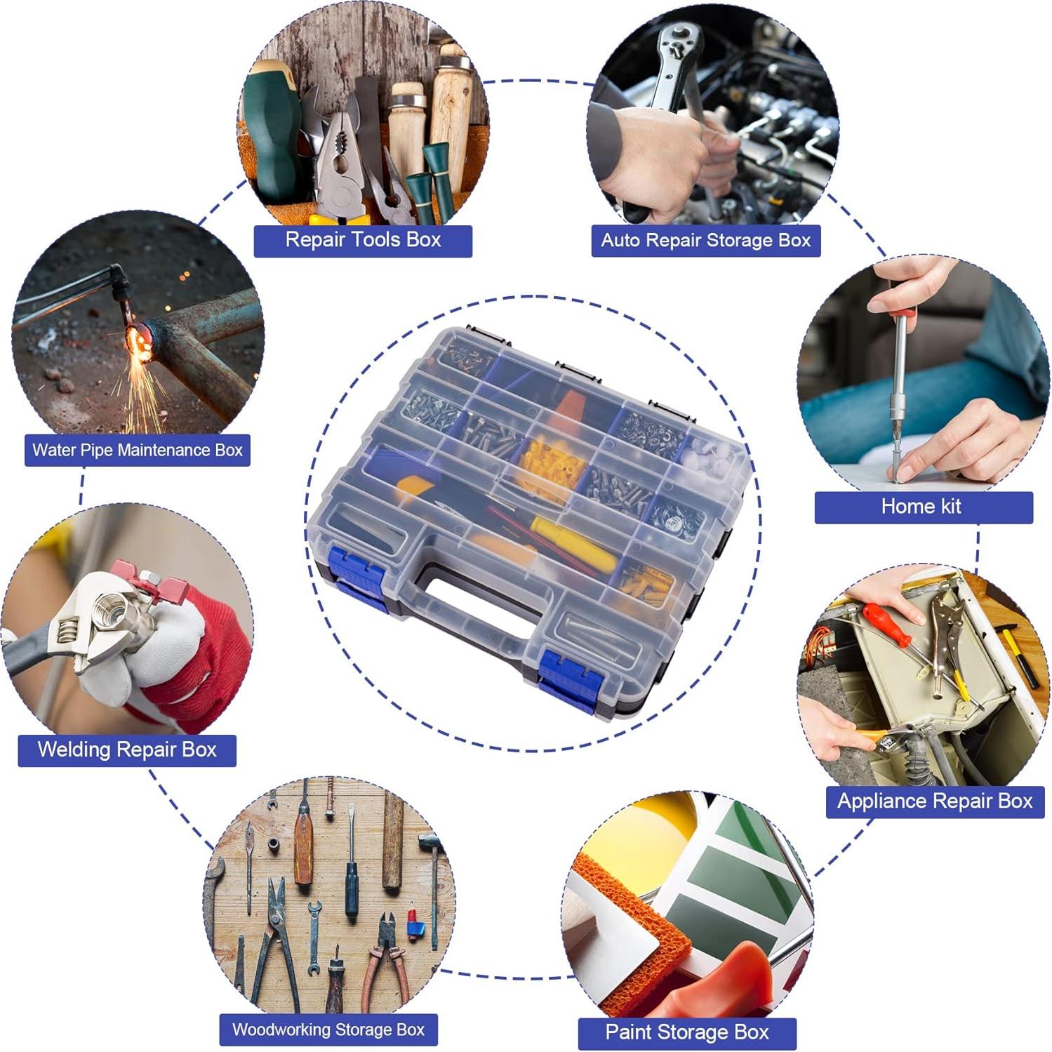 Caja Organizadora de Herramientas AIDY-PRO 34 Compartimentos Azul