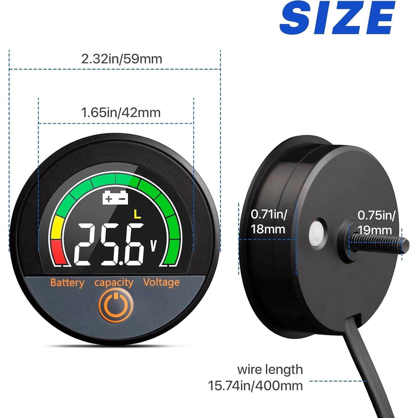 CoolschMax Medidor de Voltaje 12V-84V LCD Impermeable IP67