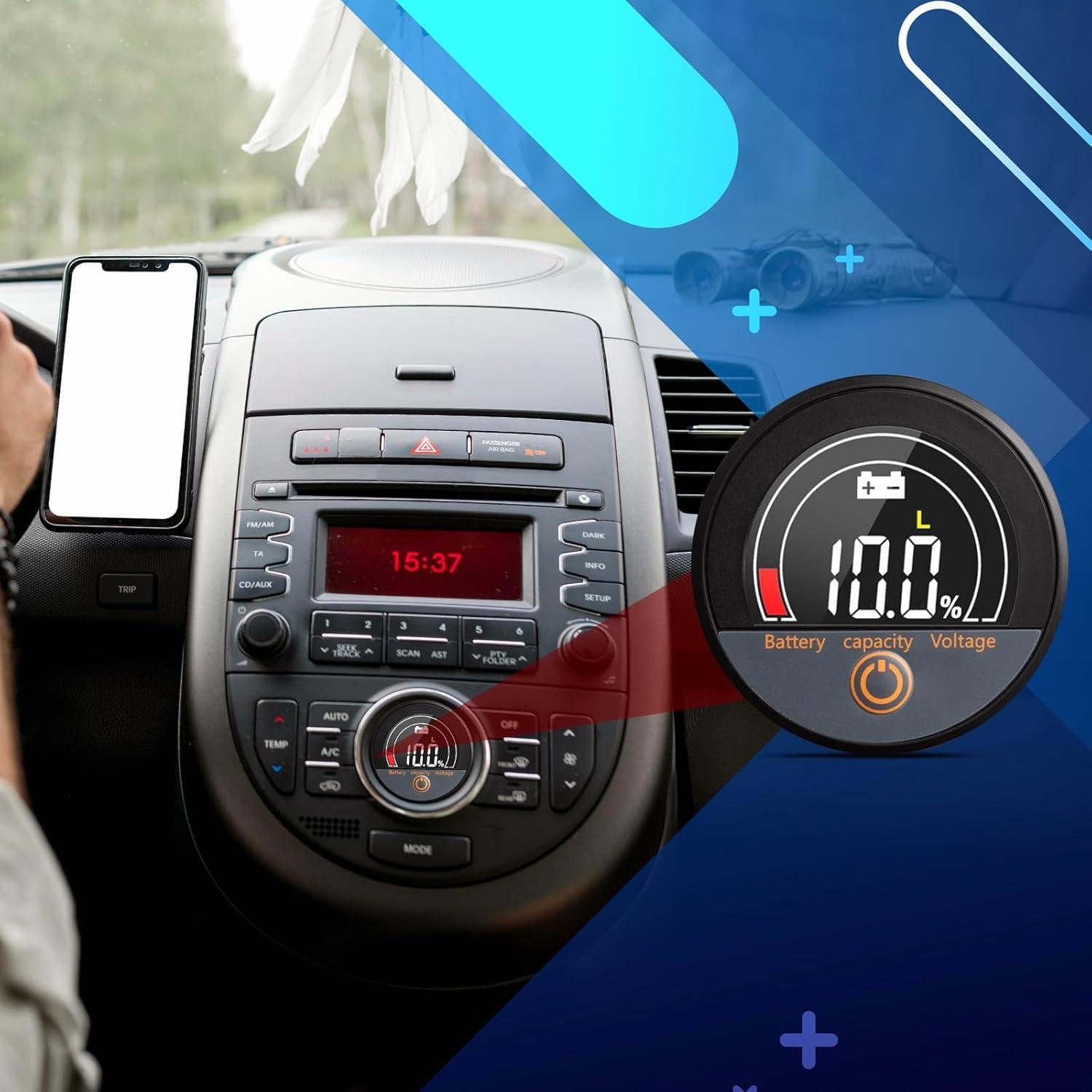 CoolschMax Medidor de Voltaje 12V-84V LCD Impermeable IP67