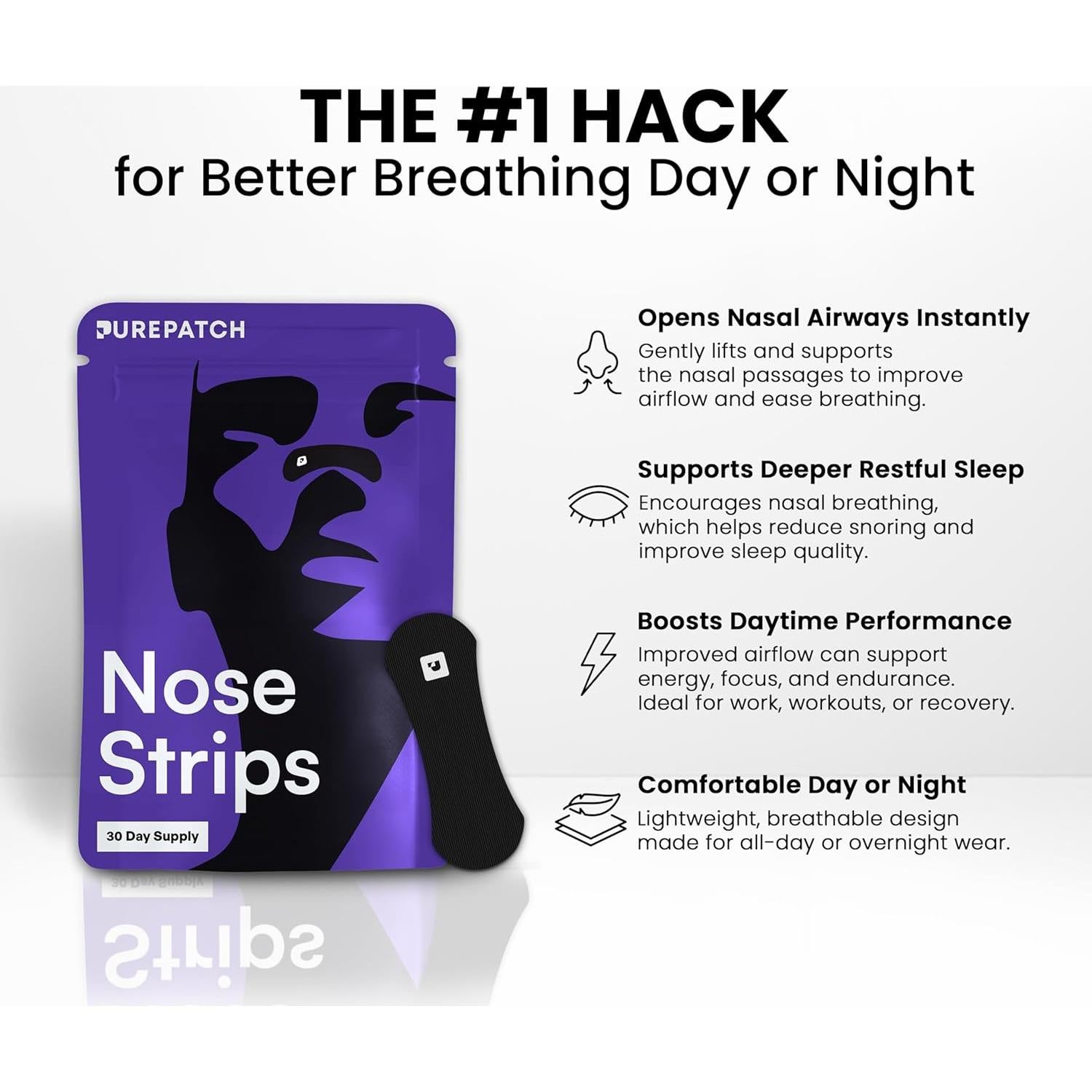 Tiras Nasales Pure Patch - Seda de Bambú Hipoalergénica 90 Paquetes