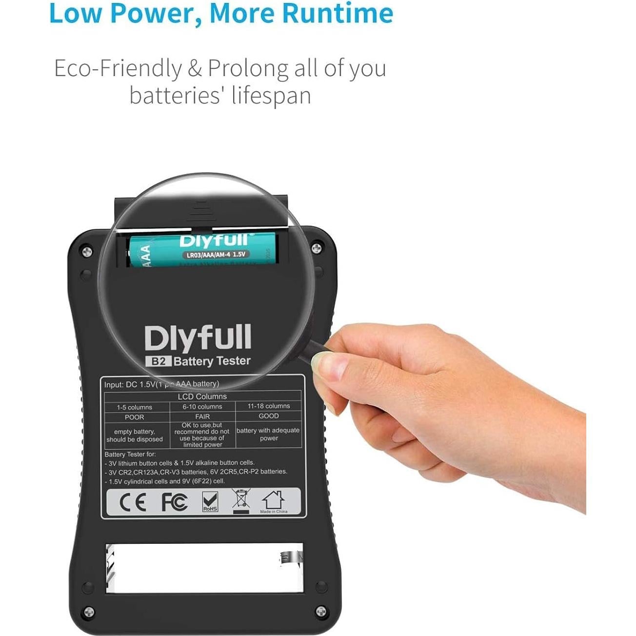 Probador de Baterías Dlyfull Universal LCD para AA AAA 9V