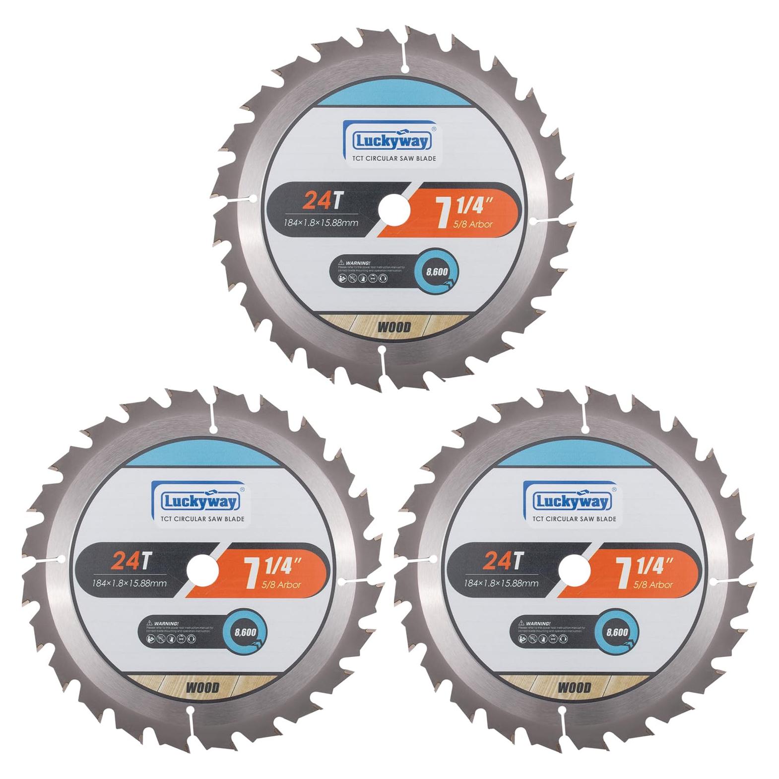 Hoja de Sierra Circular Luckyway 7-1/4" 24T Carburo 3-Pack