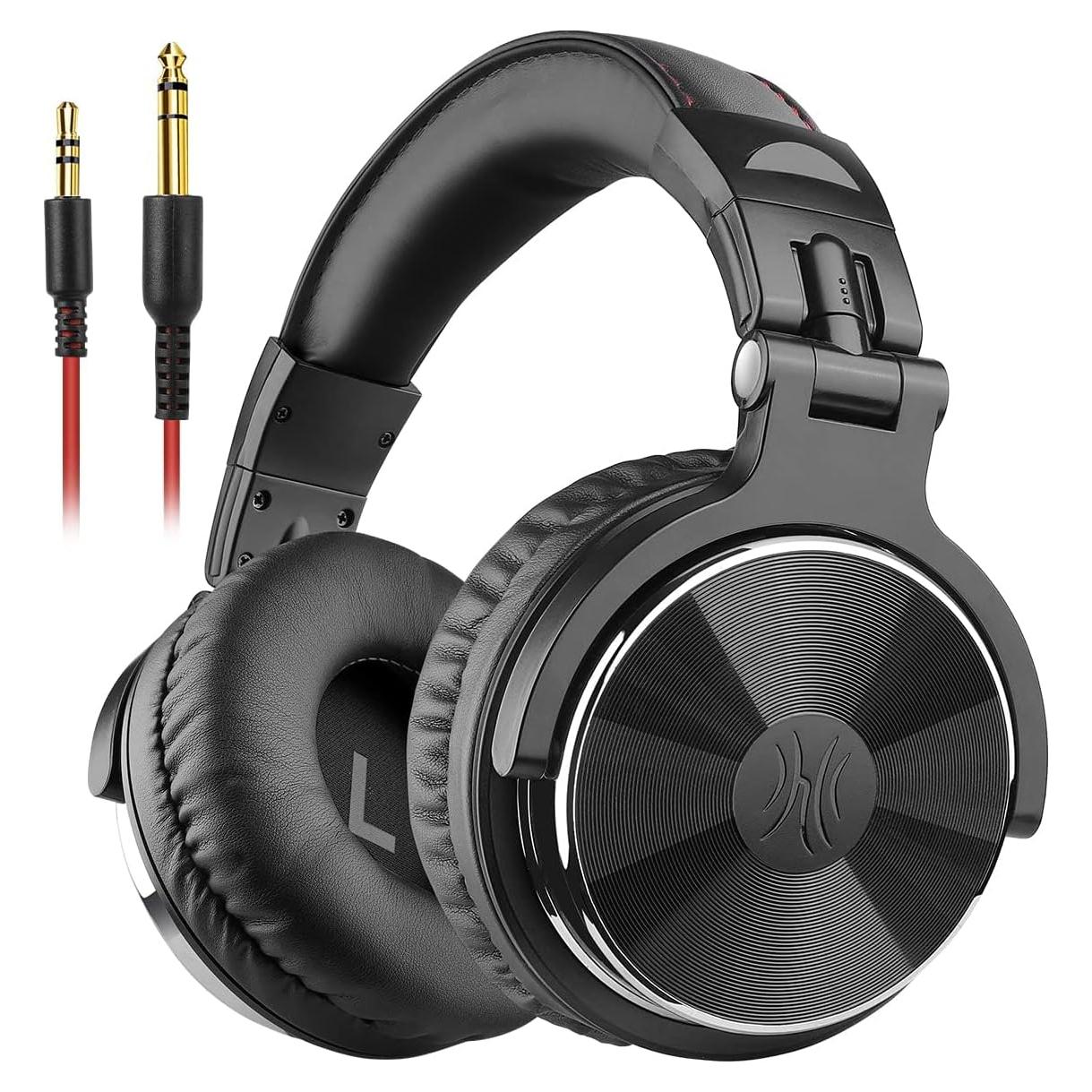 OneOdio Wired Over Ear Headphones Hi-Res Studio Monitor & Mixing DJ Stereo Headsets with 50mm Drivers and 1/4 to 3.5mm Jack for AMP Computer Recording Podcast Keyboard Guitar Laptop - Black