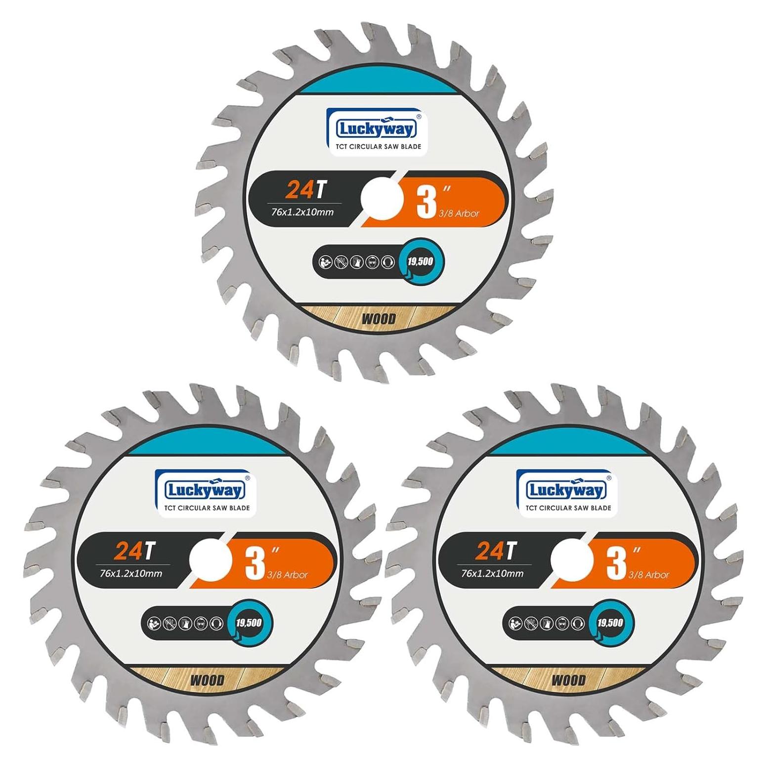 Hoja de Sierra Circular 3" Luckyway 24T TCT Paquete de 3