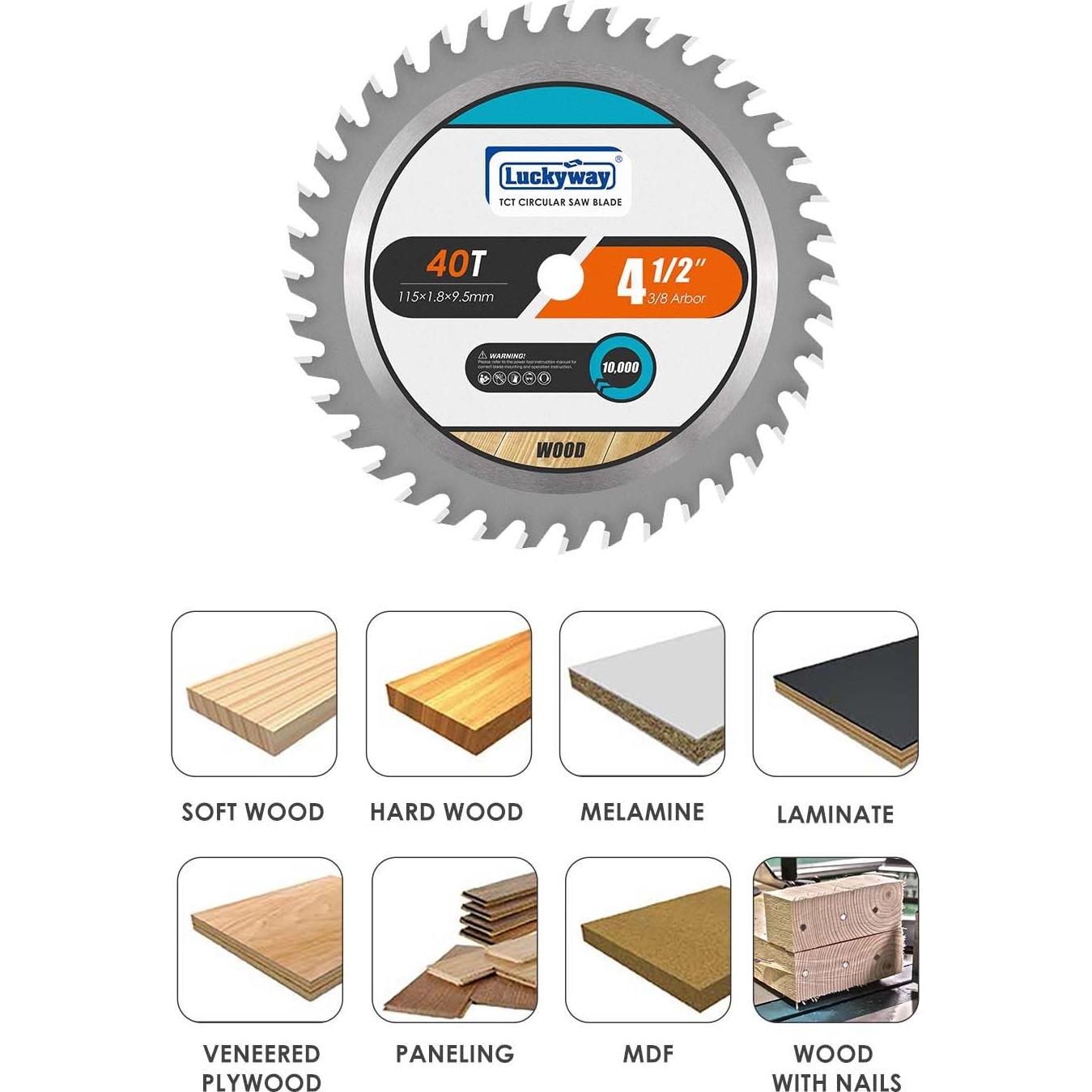 Luckyway Hoja de Sierra Circular 114mm 40T Corte Fino - Paquete 10