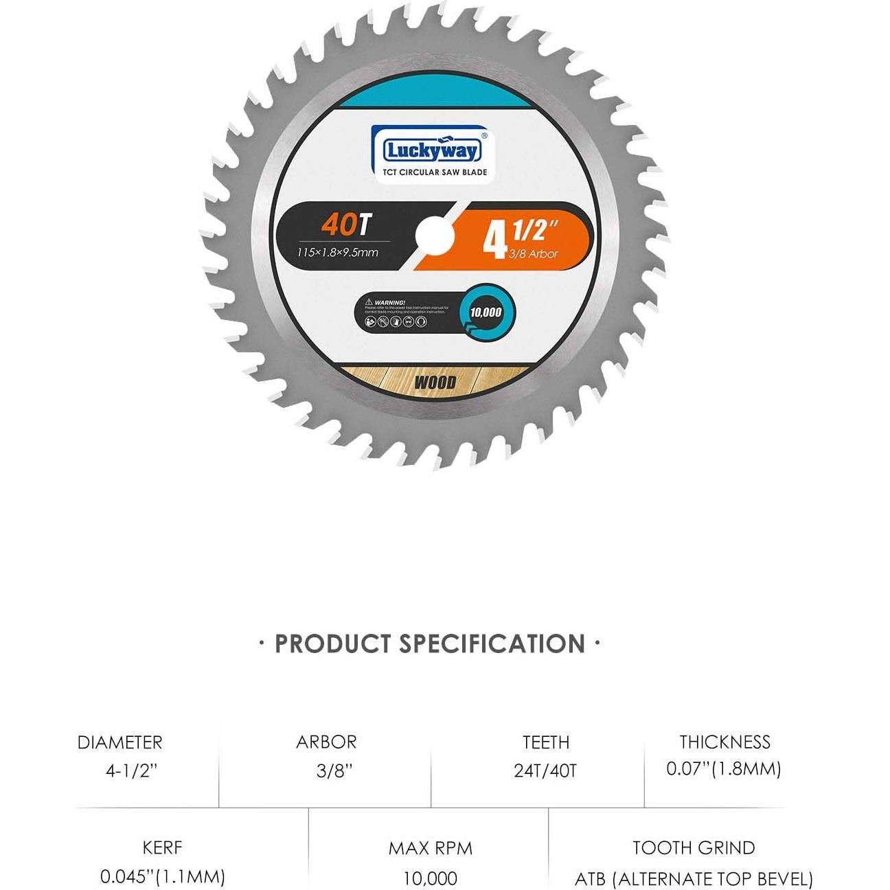 Luckyway Hoja de Sierra Circular 114mm 40T Corte Fino - Paquete 10
