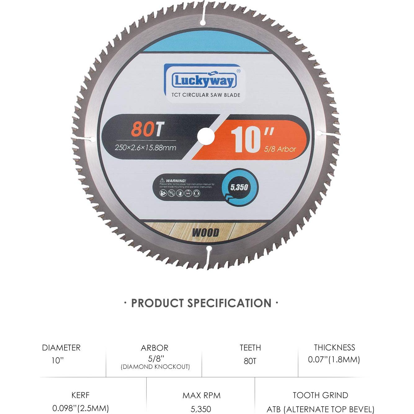 Cuchilla de Sierra Ingletadora 10" Luckyway 80T TCT para Madera