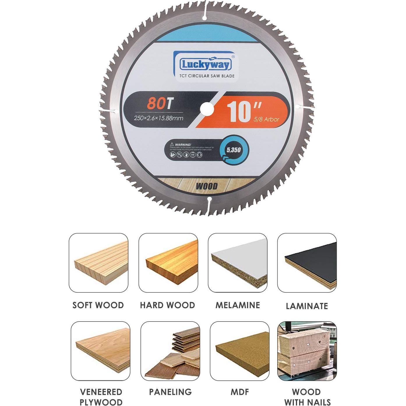 Cuchilla de Sierra Ingletadora 10" Luckyway 80T TCT para Madera