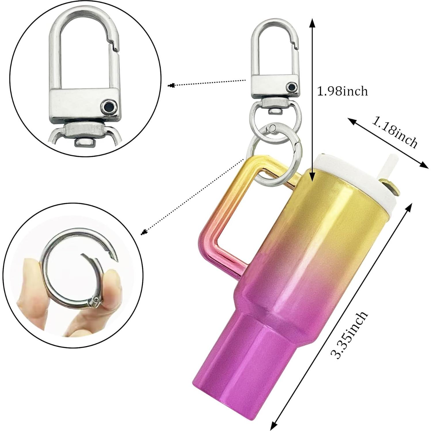 Llavero Mini Tumbler 2PCS para Mujeres - Azul Colorido y Oro