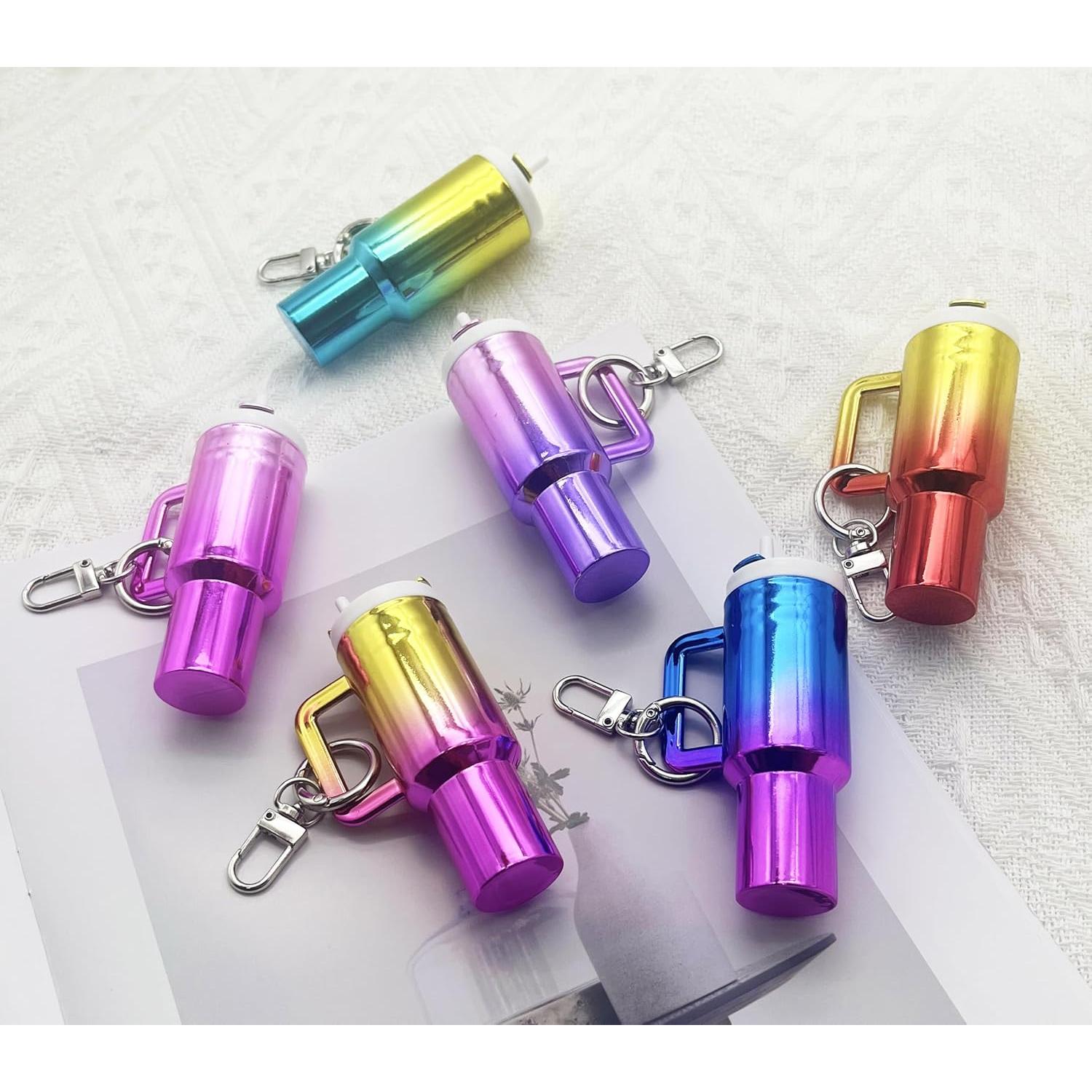Llavero Mini Tumbler 2PCS para Mujeres - Azul Colorido y Oro