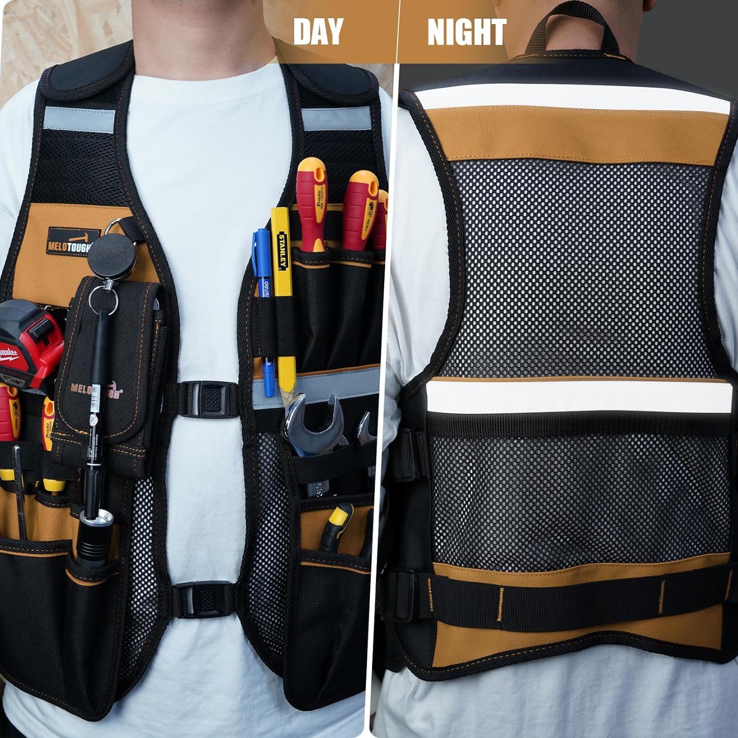 Chaleco de Herramientas MELOTOUGH Ajustable con 11 Bolsillos
