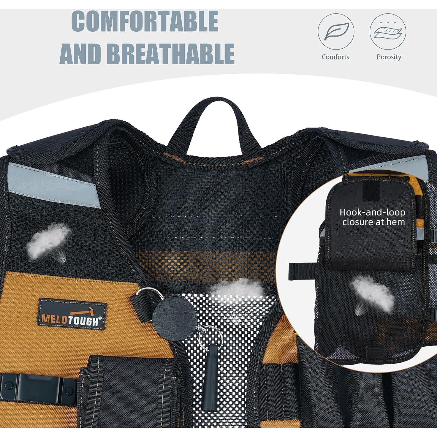 Chaleco de Herramientas MELOTOUGH Ajustable con 11 Bolsillos