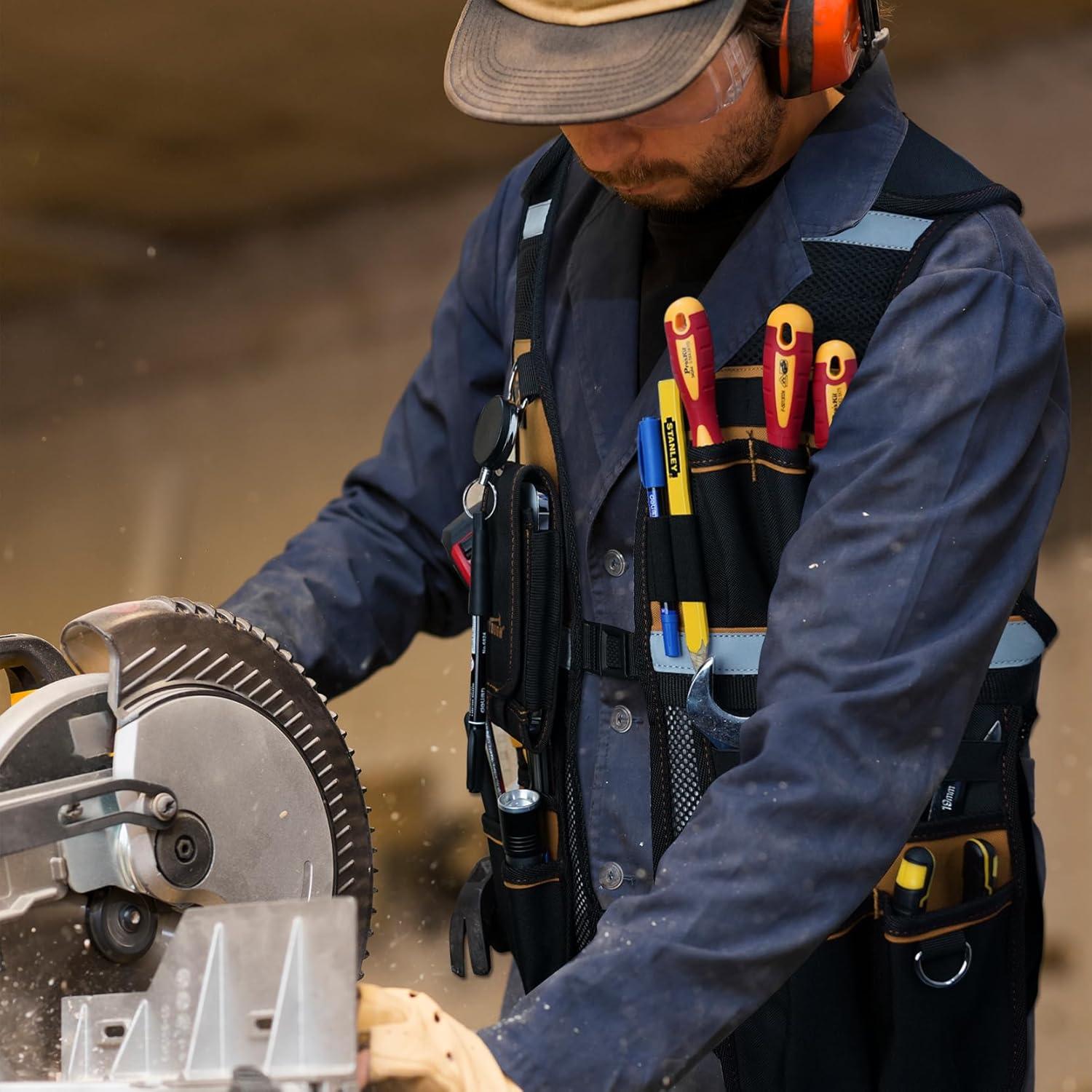 Chaleco de Herramientas MELOTOUGH Ajustable con 11 Bolsillos