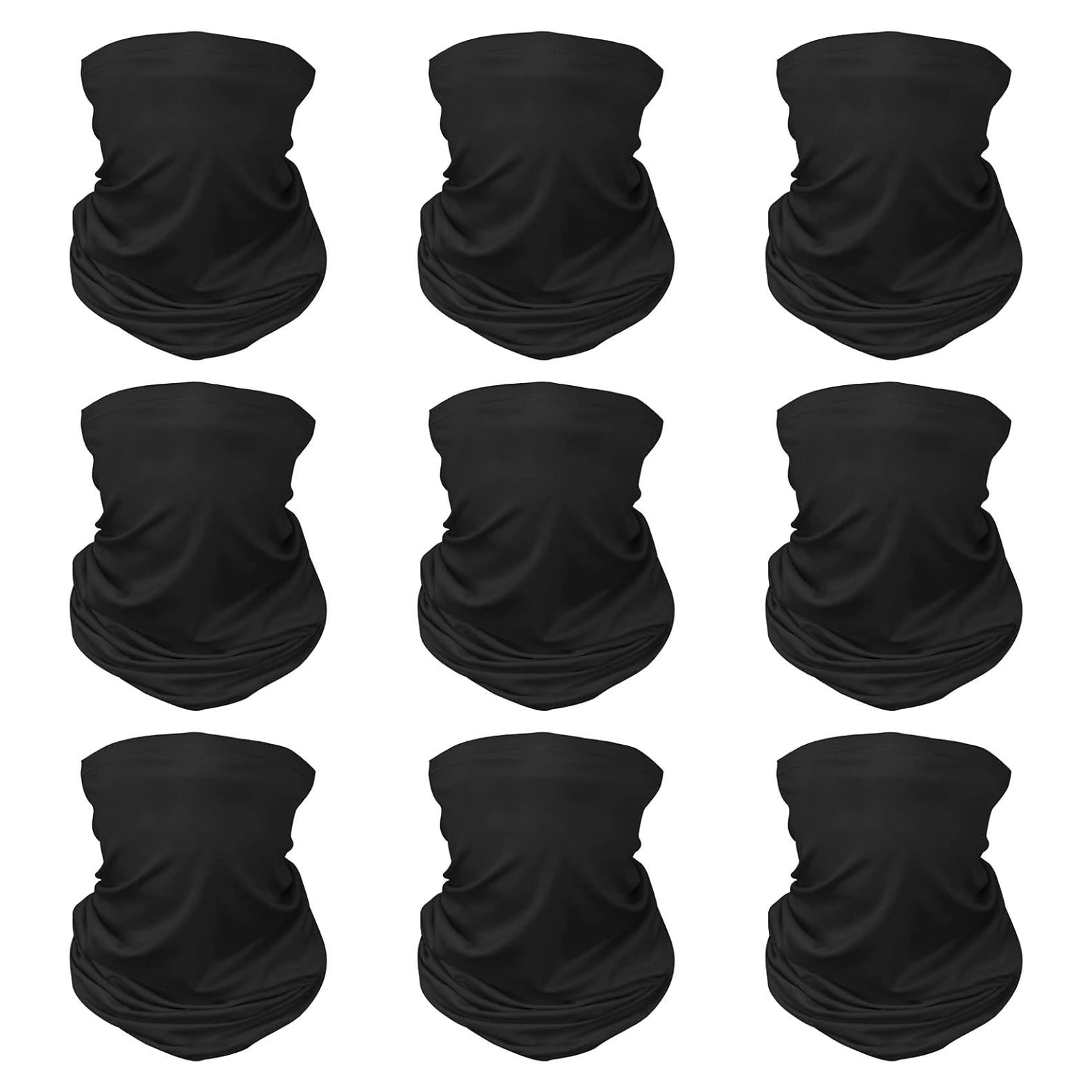 9 Piezas Máscara Facial UV Refrigerante Gaiter Cuello Negro