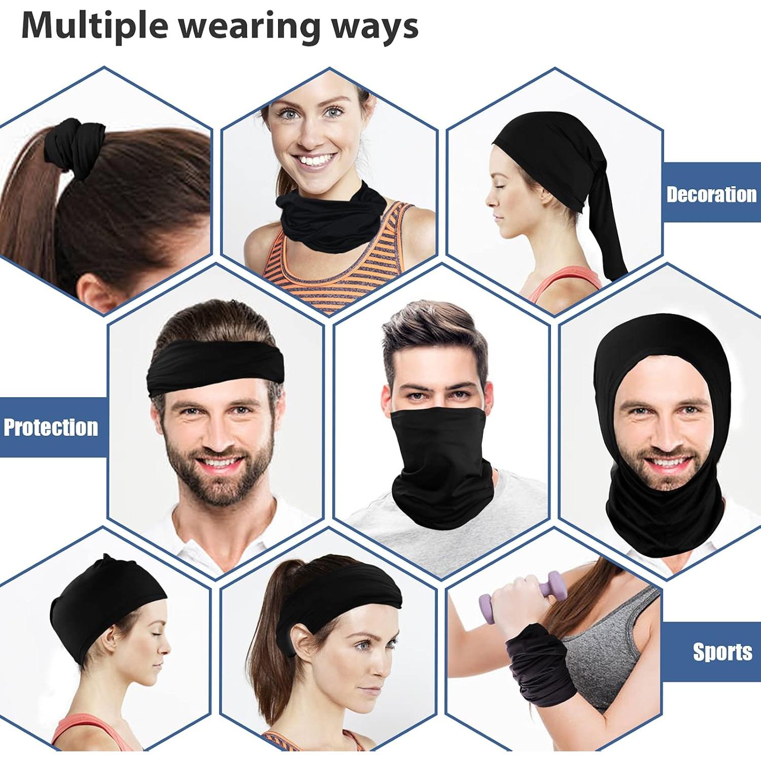 9 Piezas Máscara Facial UV Refrigerante Gaiter Cuello Negro