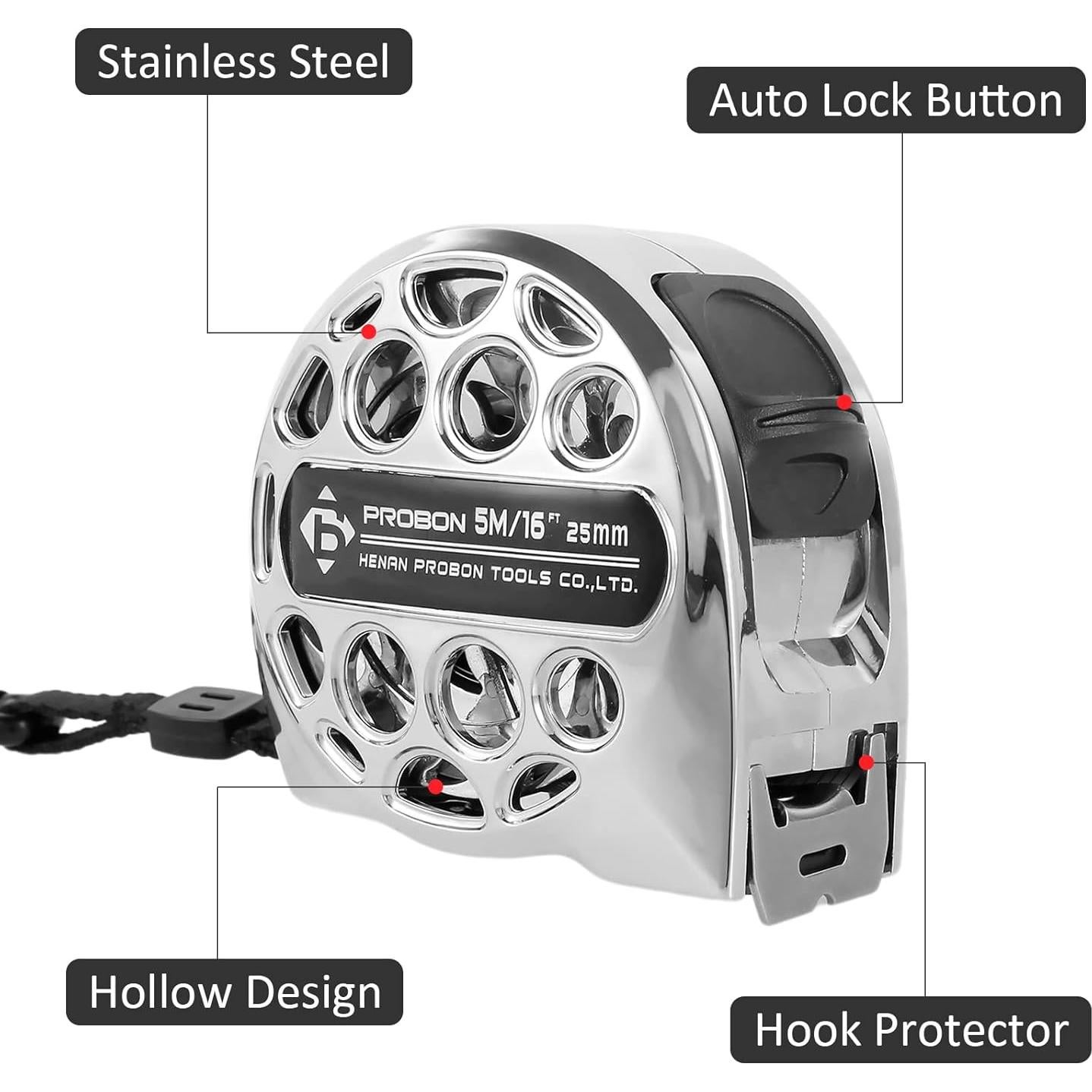 Cinta Métrica Retráctil Mimoyalaso 5m Acero Inoxidable Impermeable