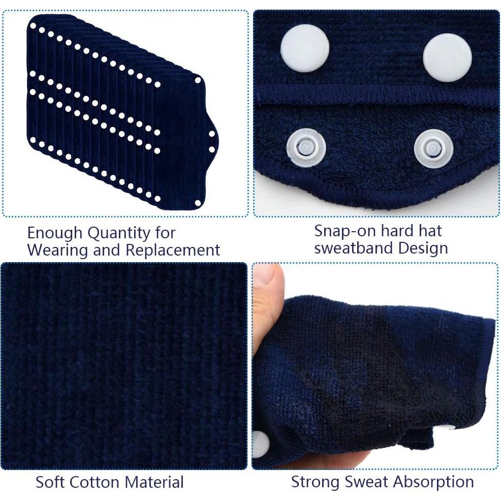 Banda de Sudor para Casco Topbuti 15 Piezas Algodón Azul