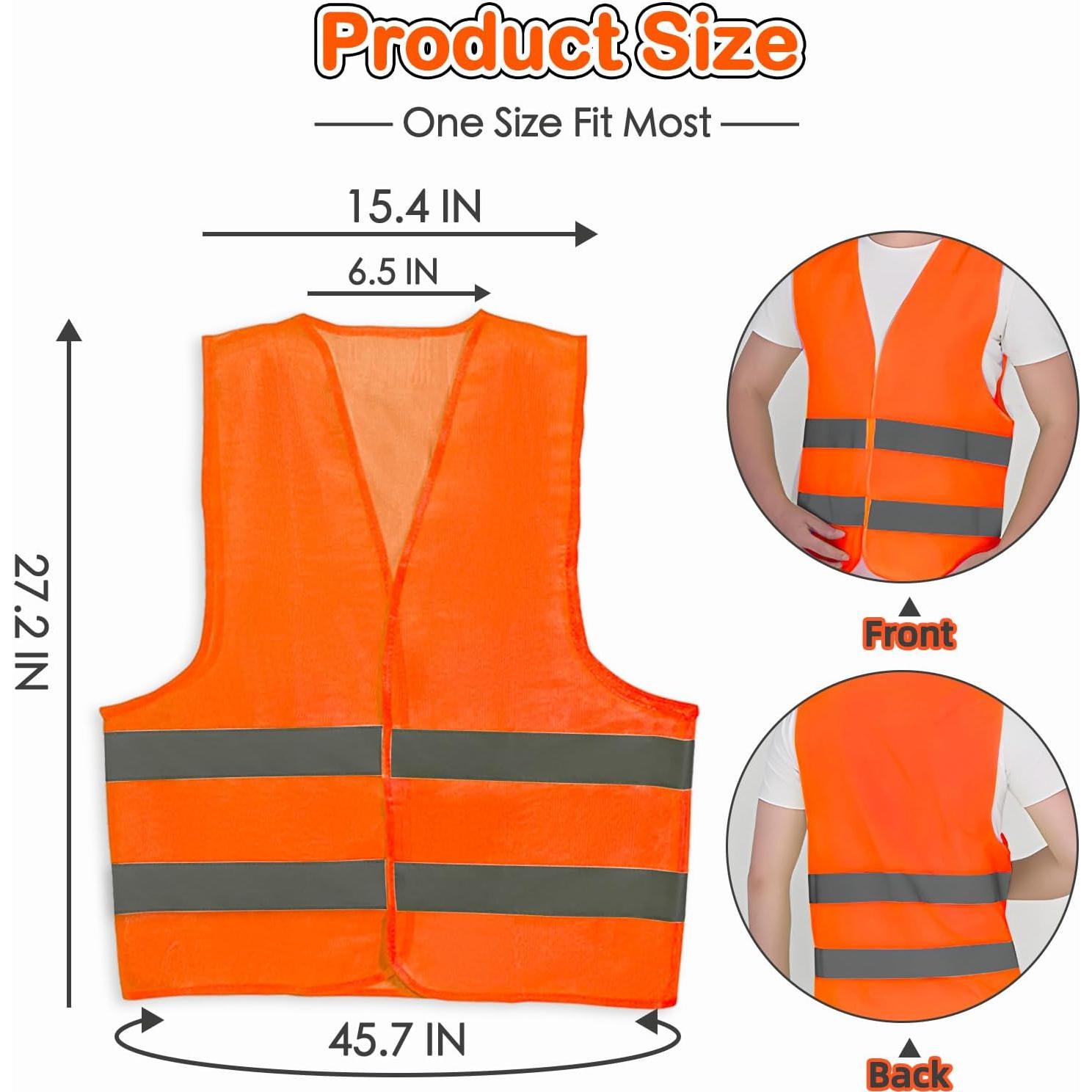 Paquete de 36 Chalecos de Seguridad Reflectantes Naranja