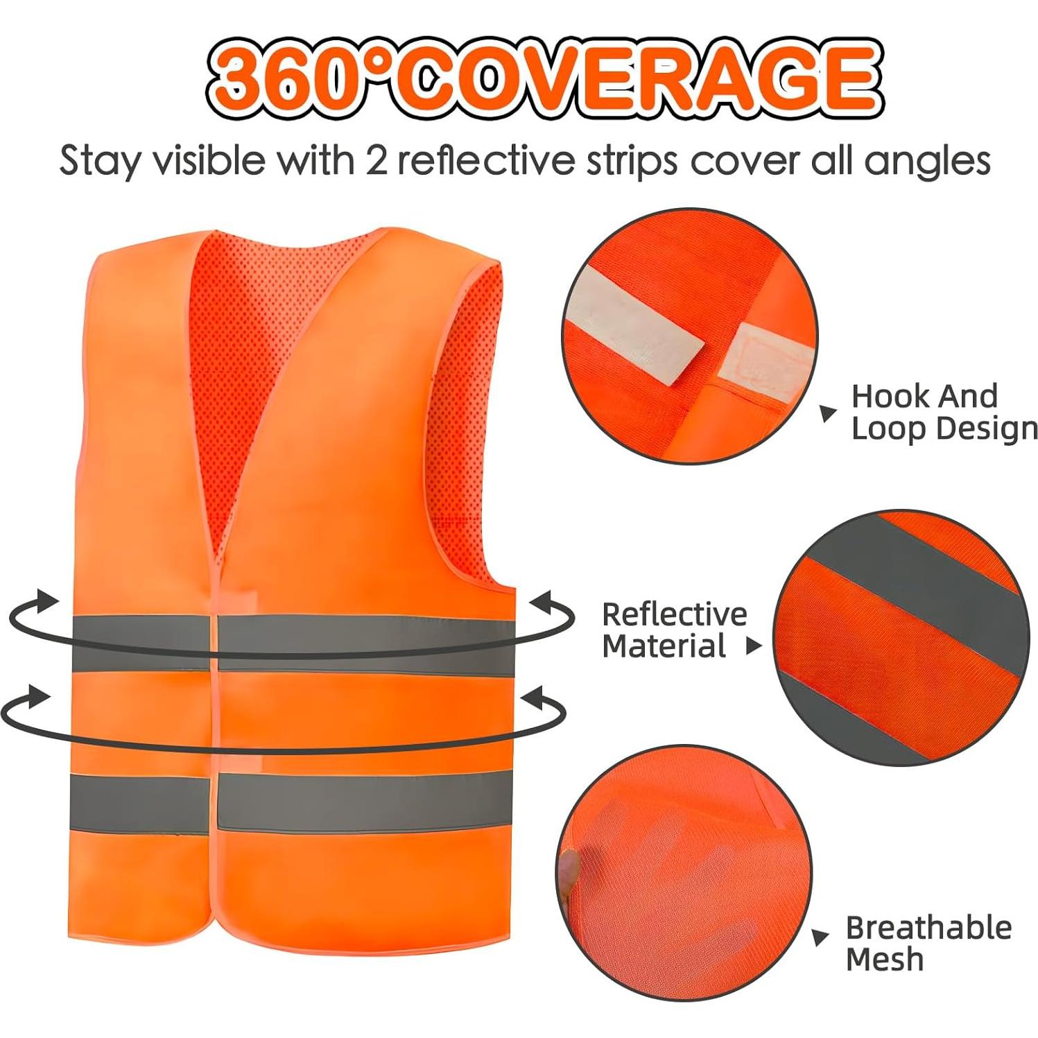 Paquete de 36 Chalecos de Seguridad Reflectantes Naranja