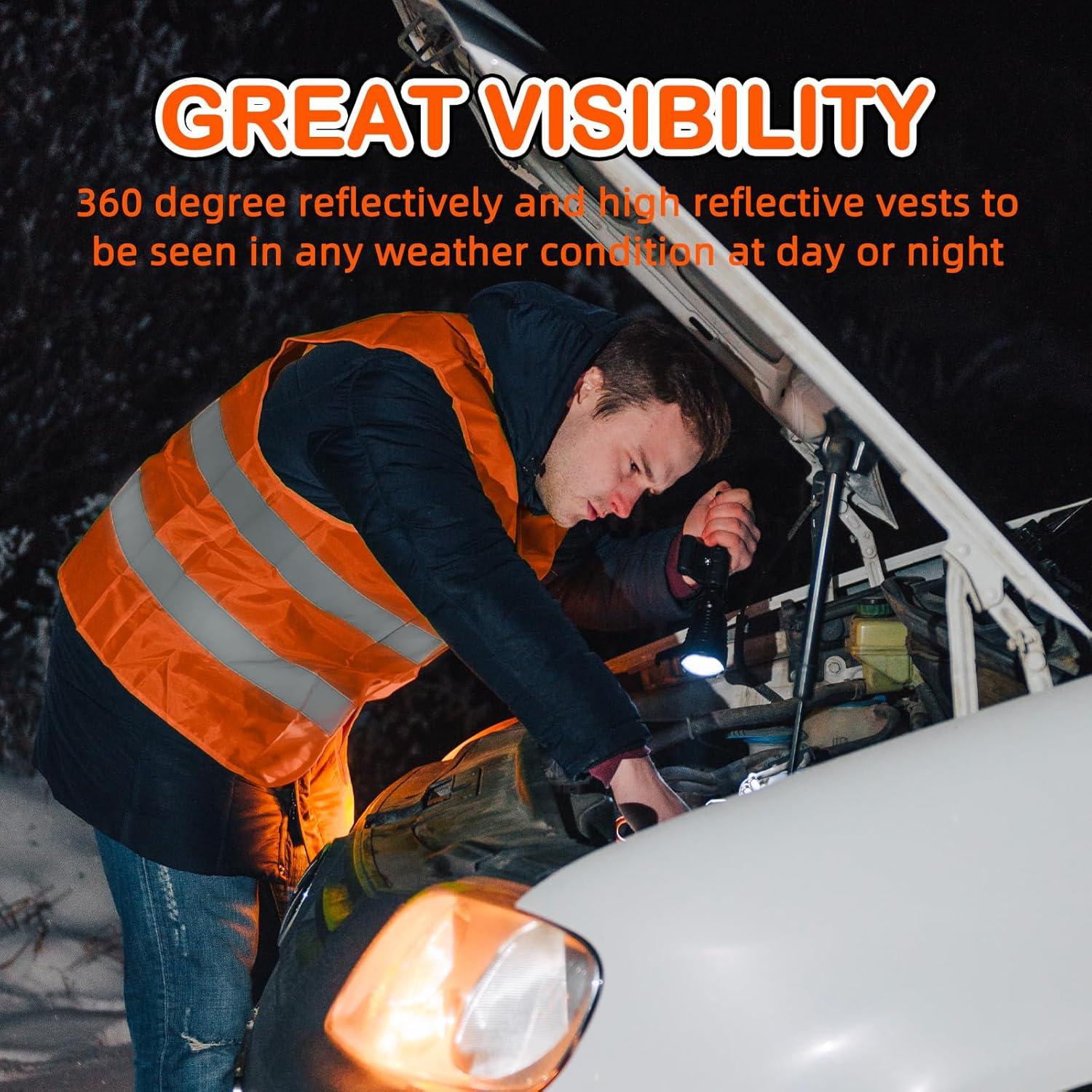 Paquete de 36 Chalecos de Seguridad Reflectantes Naranja